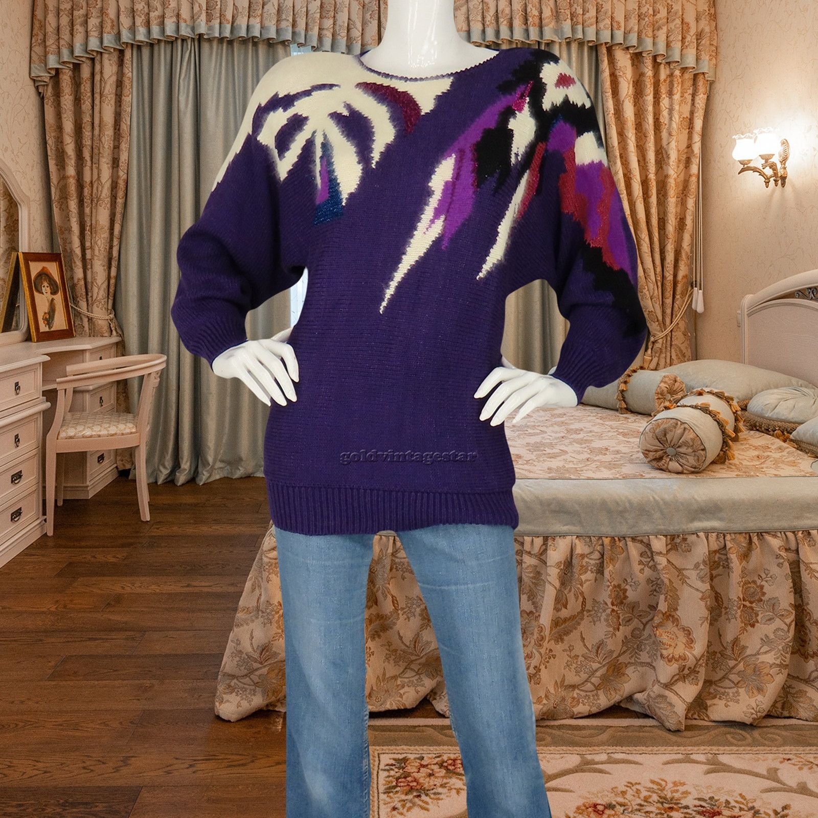 Other 80s Vintage Hipster Jumper Party Funky Retro Knit Sweater M Size M / US 6-8 / IT 42-44 - 1 Thumbnail