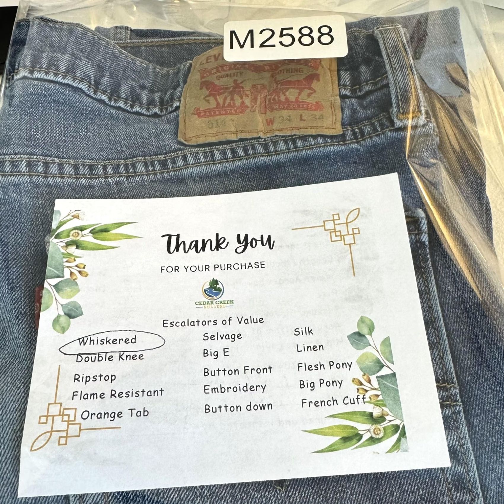 Levi's VINTAGE Levi's 514 Jeans Mens 34x34 Blue Denim Straight Leg Whiskered Classic Pants 90s Size US 34 / EU 50 - 4 Thumbnail
