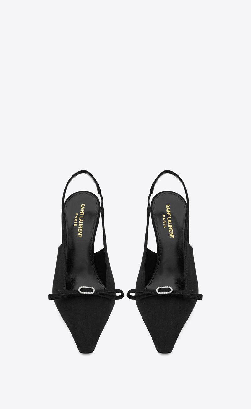 Saint Laurent Paris oc11z1125 Sadie Slingback Pumps in Crepe De Chine in Black Size US 5 / IT 35 - 2 Thumbnail