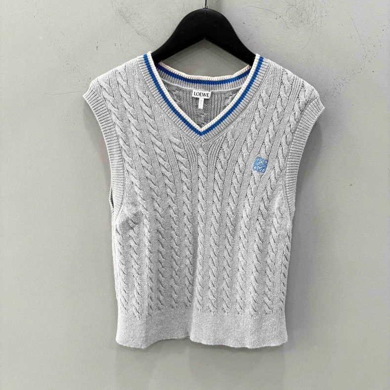 Loewe Cable Knit Collegiate Style Knit Vest - dmc