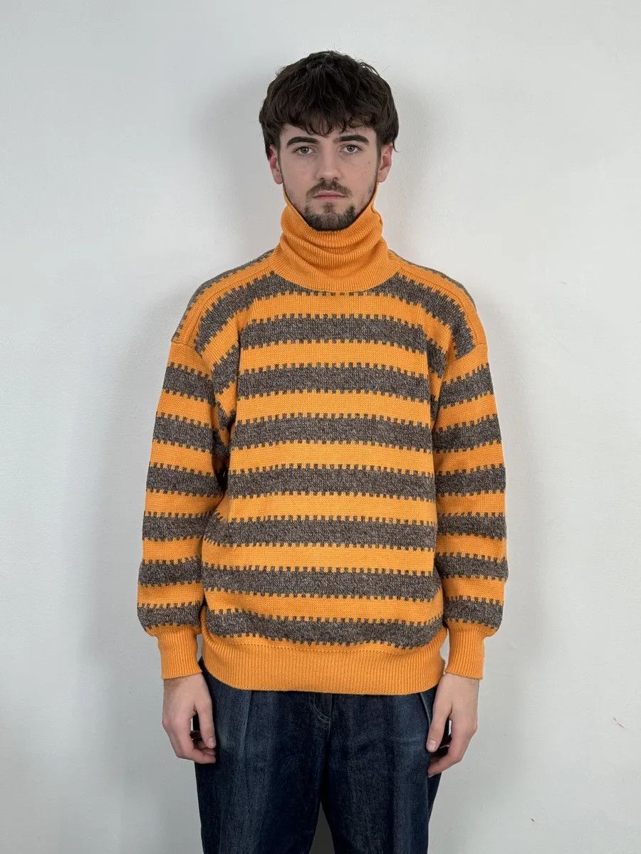 Emporio Armani 1980s Emporio Armani Orange & Grey Wool Turtleneck Sweater Size US S / EU 44-46 / 1 - 2 Thumbnail