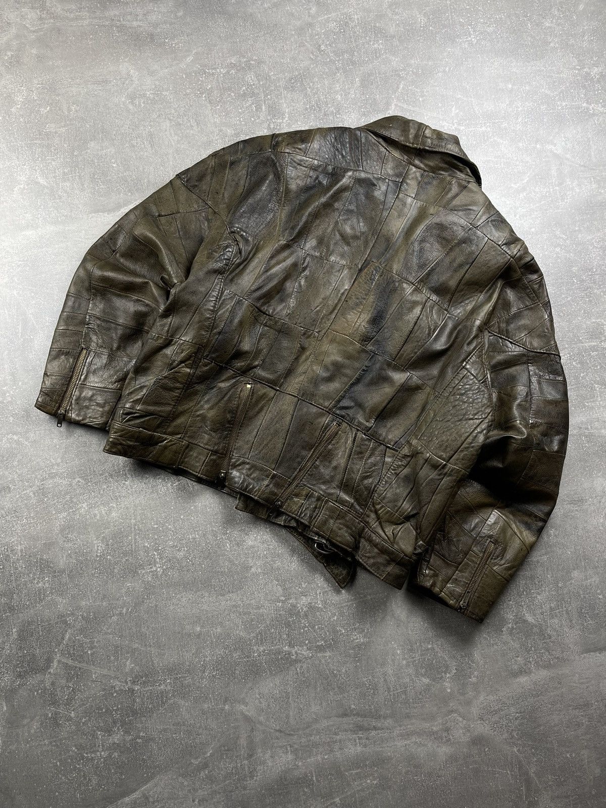 Genuine Leather Vintage Patchwork Avant Garde Genuine Leather Jacket Brown Size US L / EU 52-54 / 3 - 9 Thumbnail