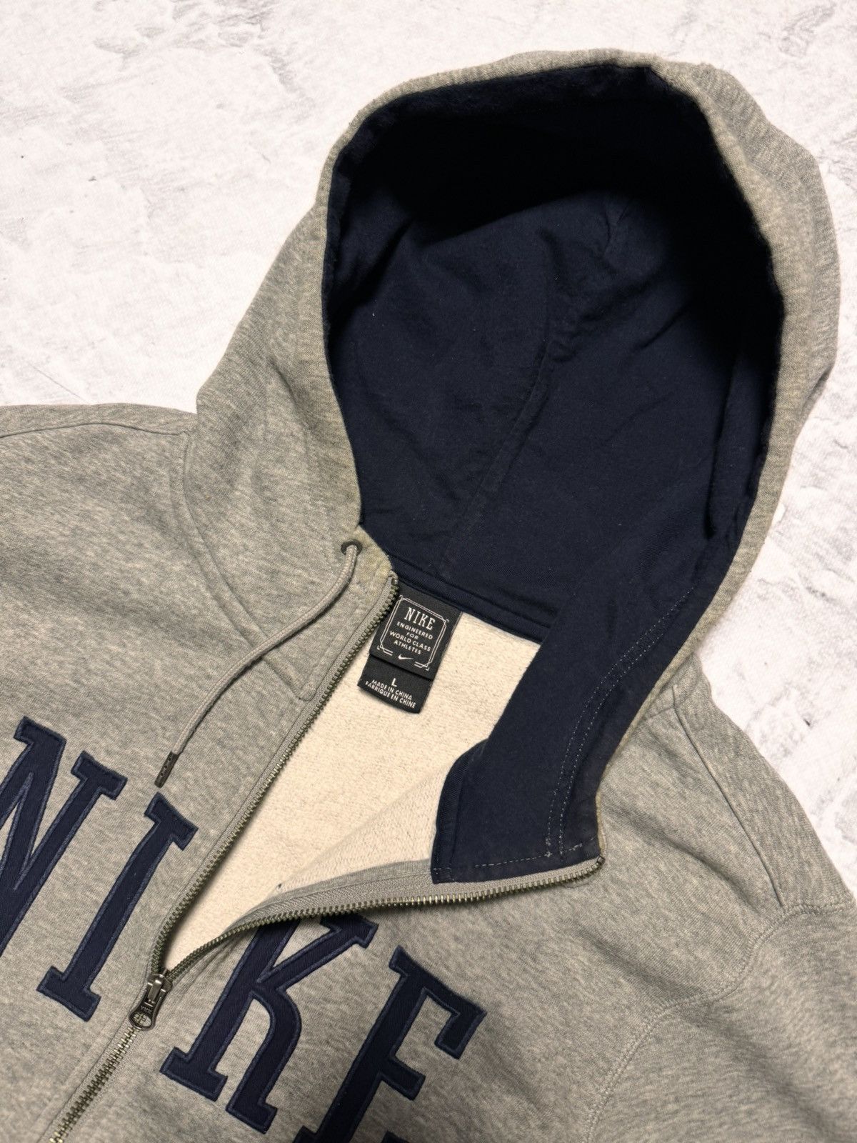 Nike × Vintage 00s Nike Vintage Big Logo Oversize Drill Zip Hoodie Y2K Size US L / EU 52-54 / 3 - 5 Thumbnail