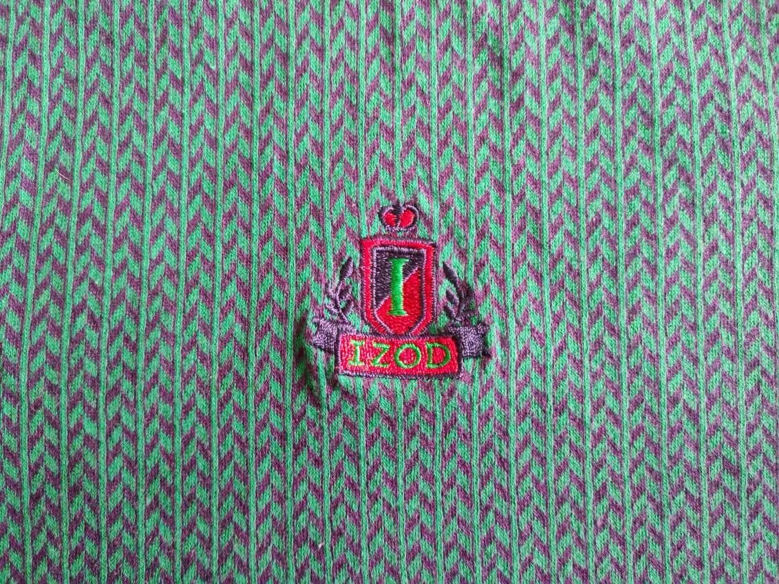 Izod 90s IZOD Polo Big 3XL Green Purple Abstract Pattern 27/31 Size US XXL / EU 58 / 5 - 2 Thumbnail
