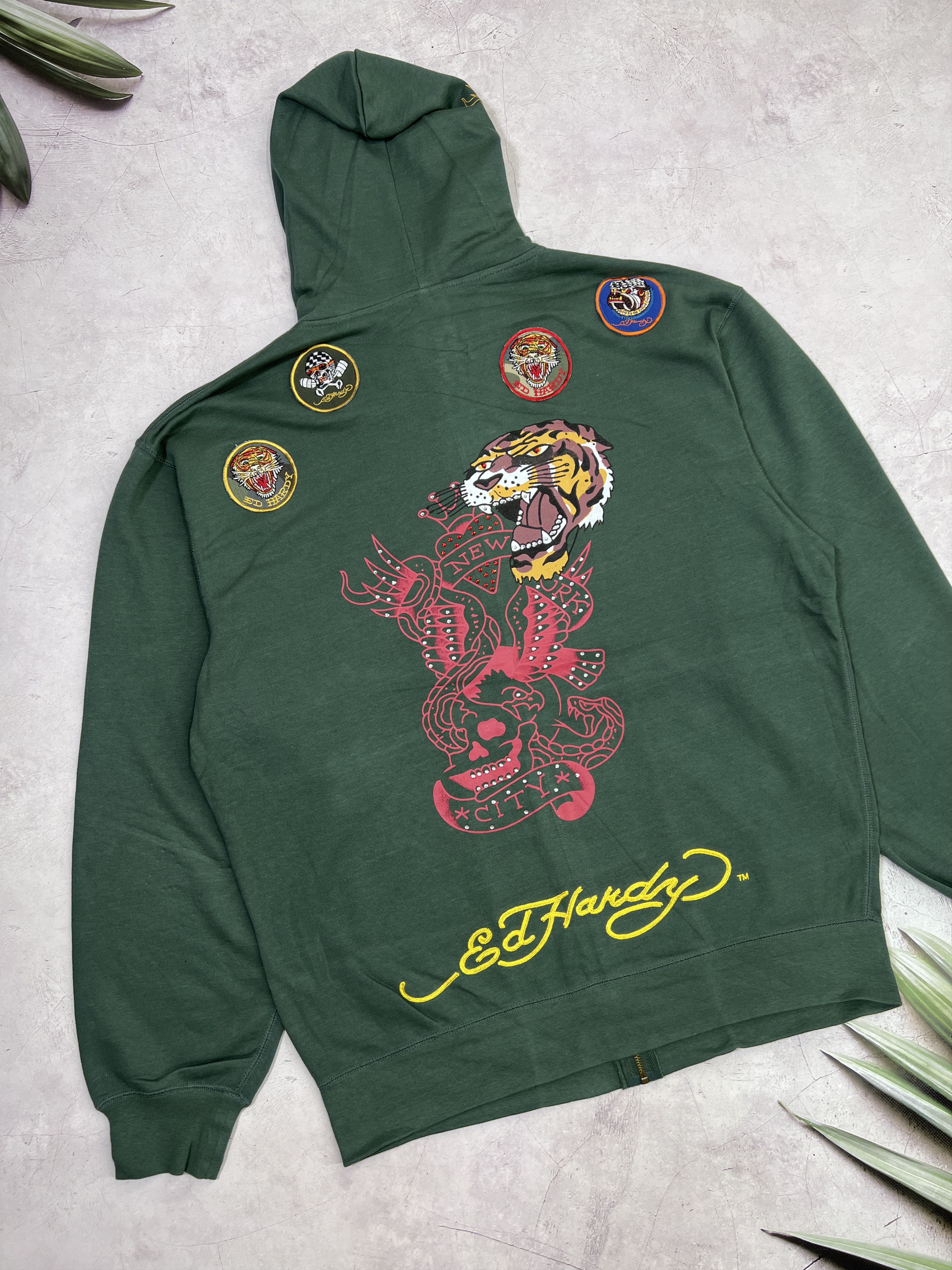 Ed Hardy Y2K Ed Hardy Zip Up Hoodie Christian Audigier Tiger & Skull Size US XL / EU 56 / 4 - 18 Thumbnail