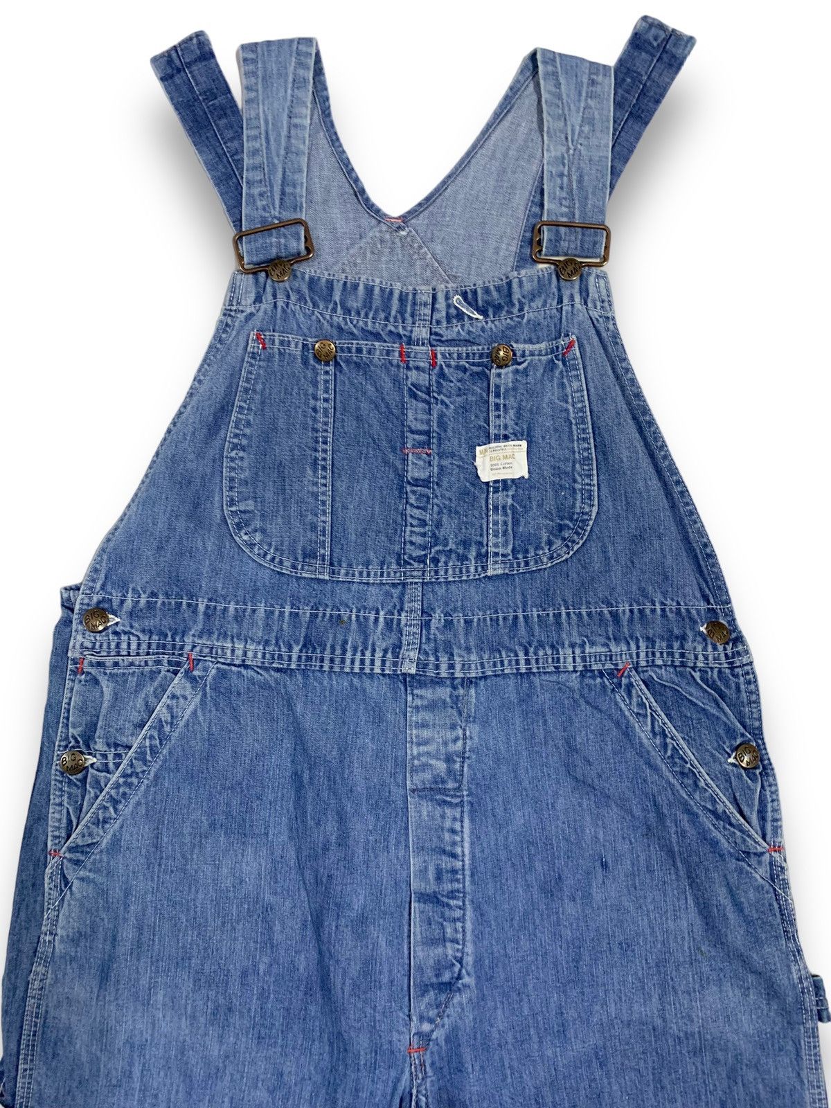Big Mac Vintage 70s Big Mac Classic Baggy Carpenter Denim Overalls Size US 37 - 3 Thumbnail