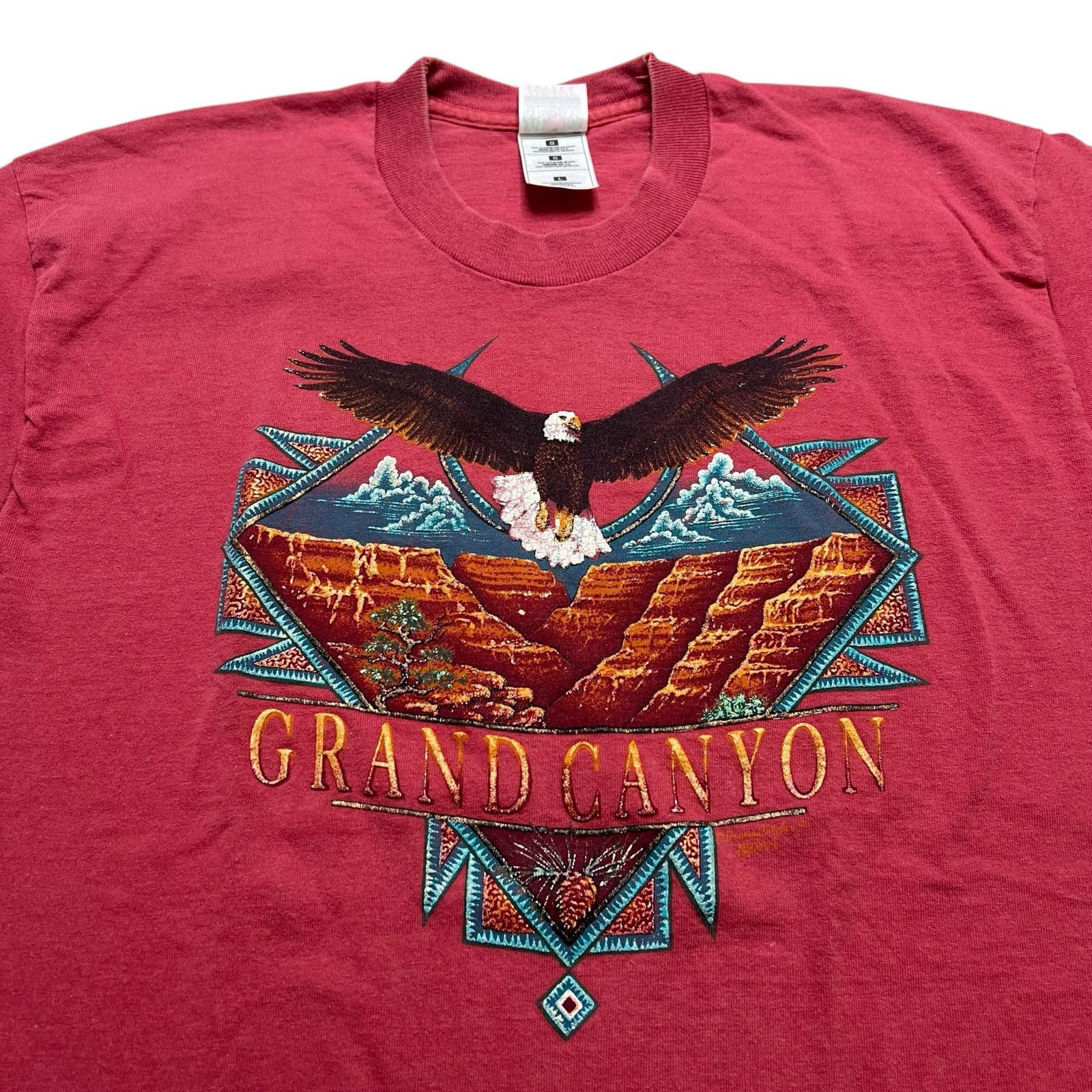 Fruit Of The Loom Vintage 90s Yellowstone Destination Eagle Graphic Tee Sz M Size US M / EU 48-50 / 2 - 2 Thumbnail
