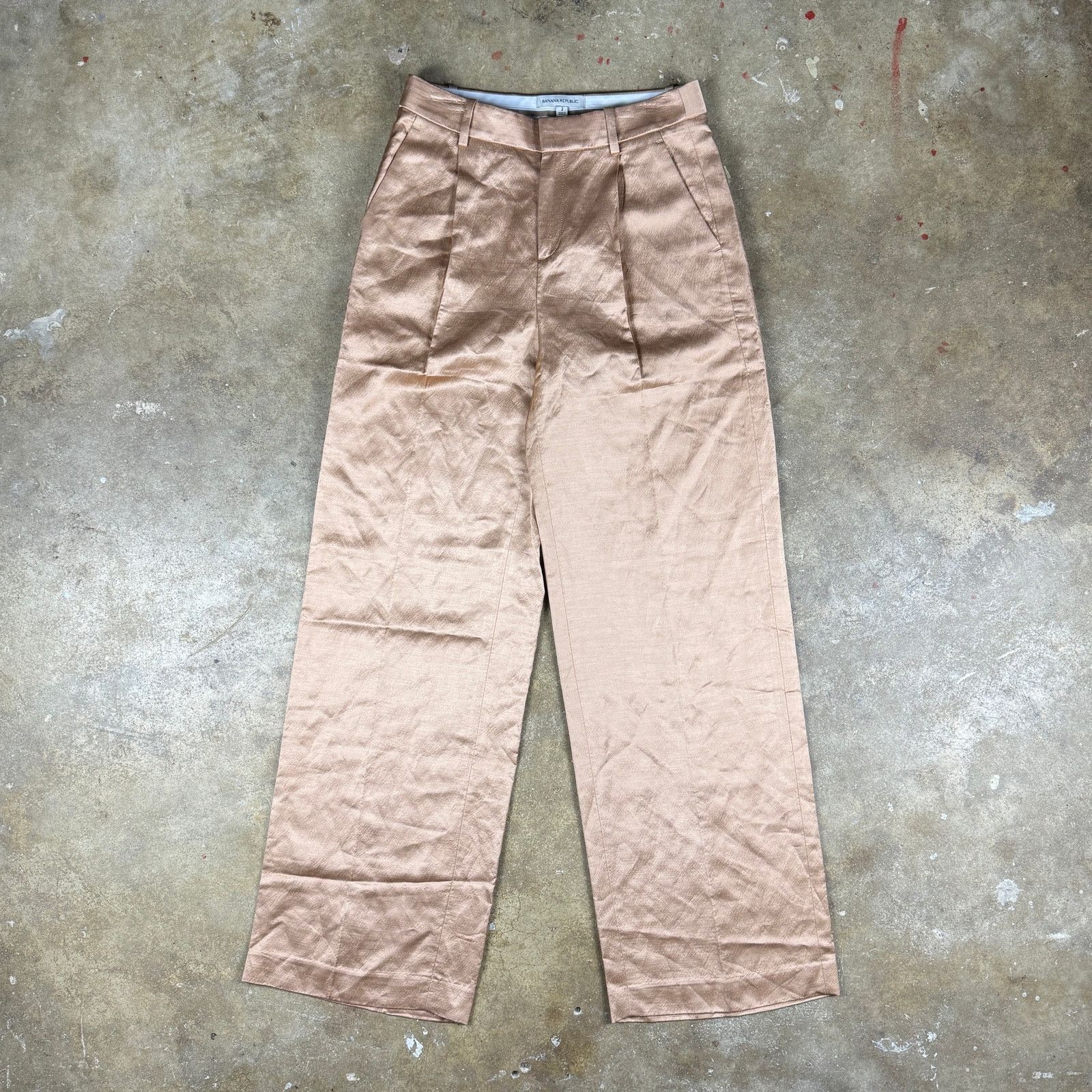 Banana Republic Banana Republic Brigitte Wide Leg Satin Pants Size 2 Pink Size 26" / US 2 / IT 38 - 1 Thumbnail