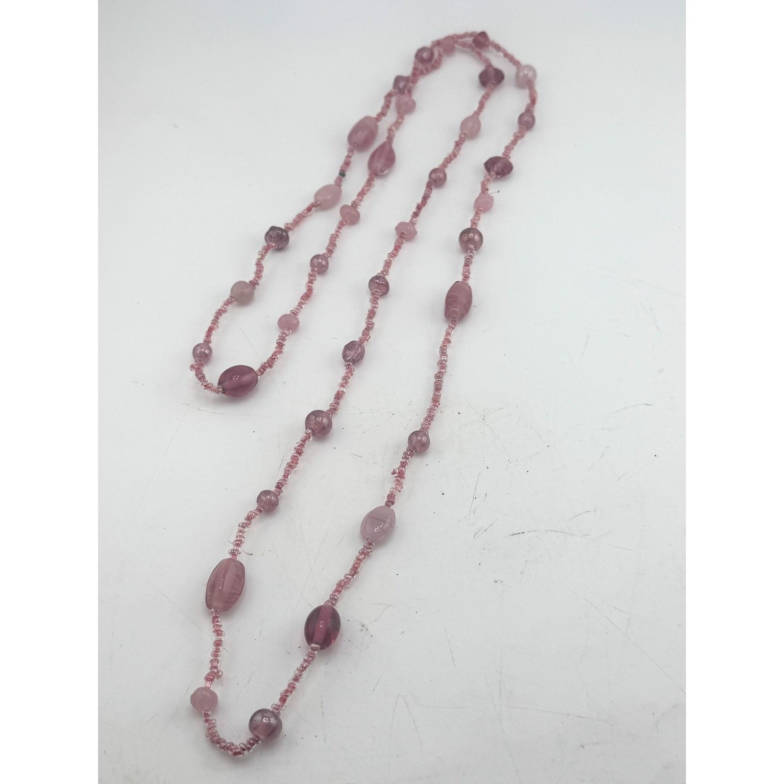 Vintage Vintage pink beaded glass necklace beads Size ONE SIZE - 2 Thumbnail