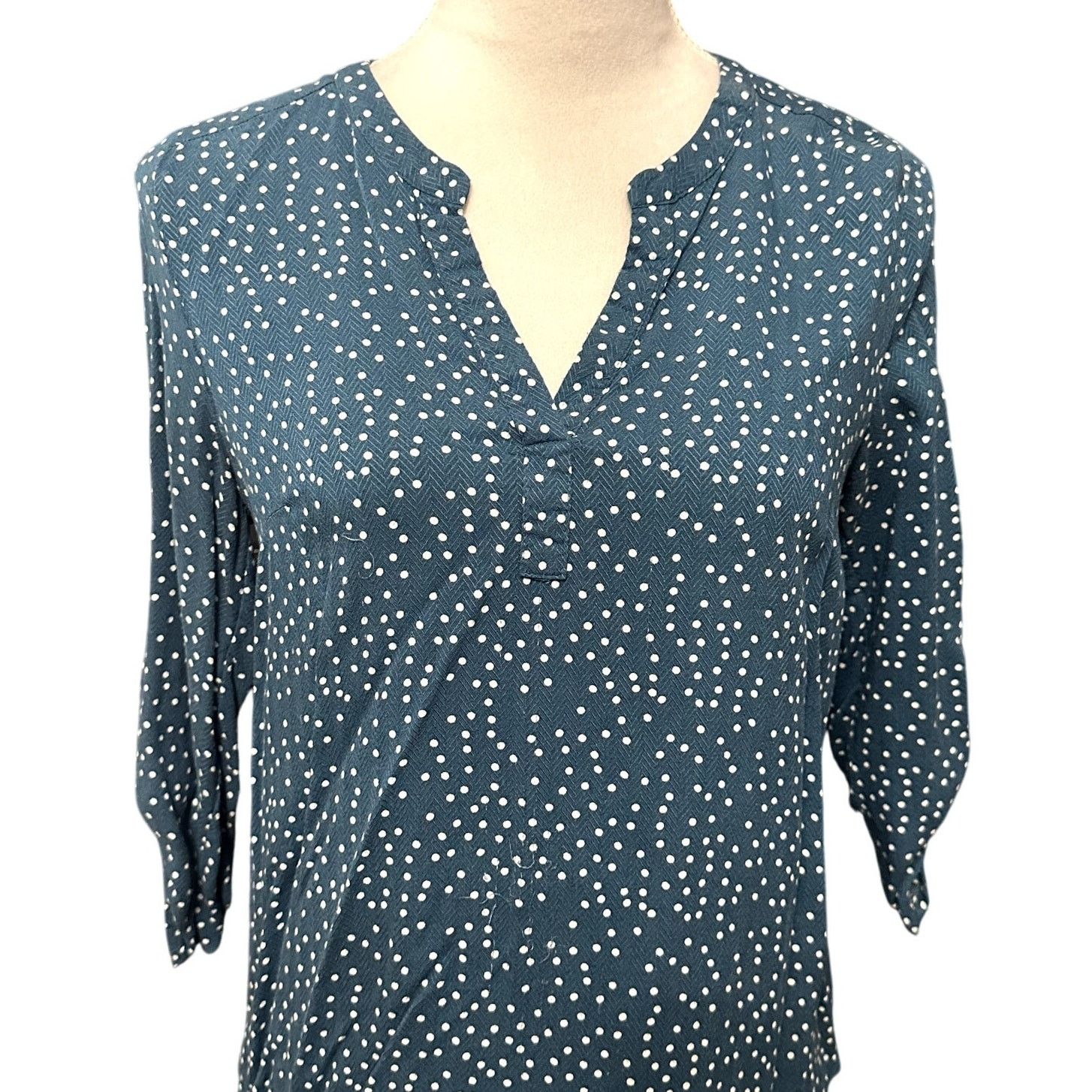 Other Pale Sky Blouse Polka Dot Split Neck Blue/White Women's PS Size S / US 4 / IT 40 - 2 Thumbnail
