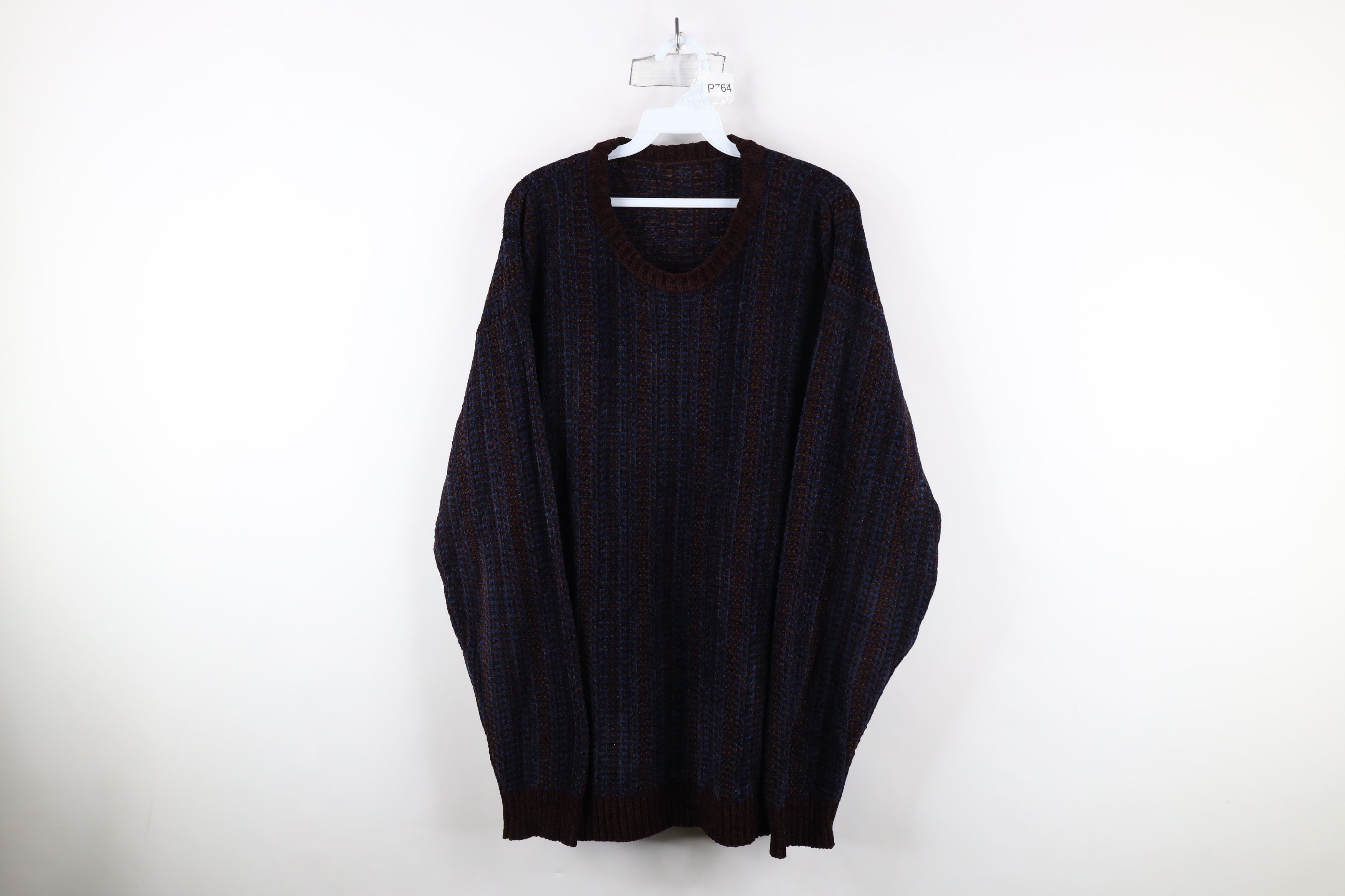 Vintage Vintage 90s Streetwear Fleck Striped Fleece Crewneck Sweater Size US XL / EU 56 / 4 - 1 Thumbnail