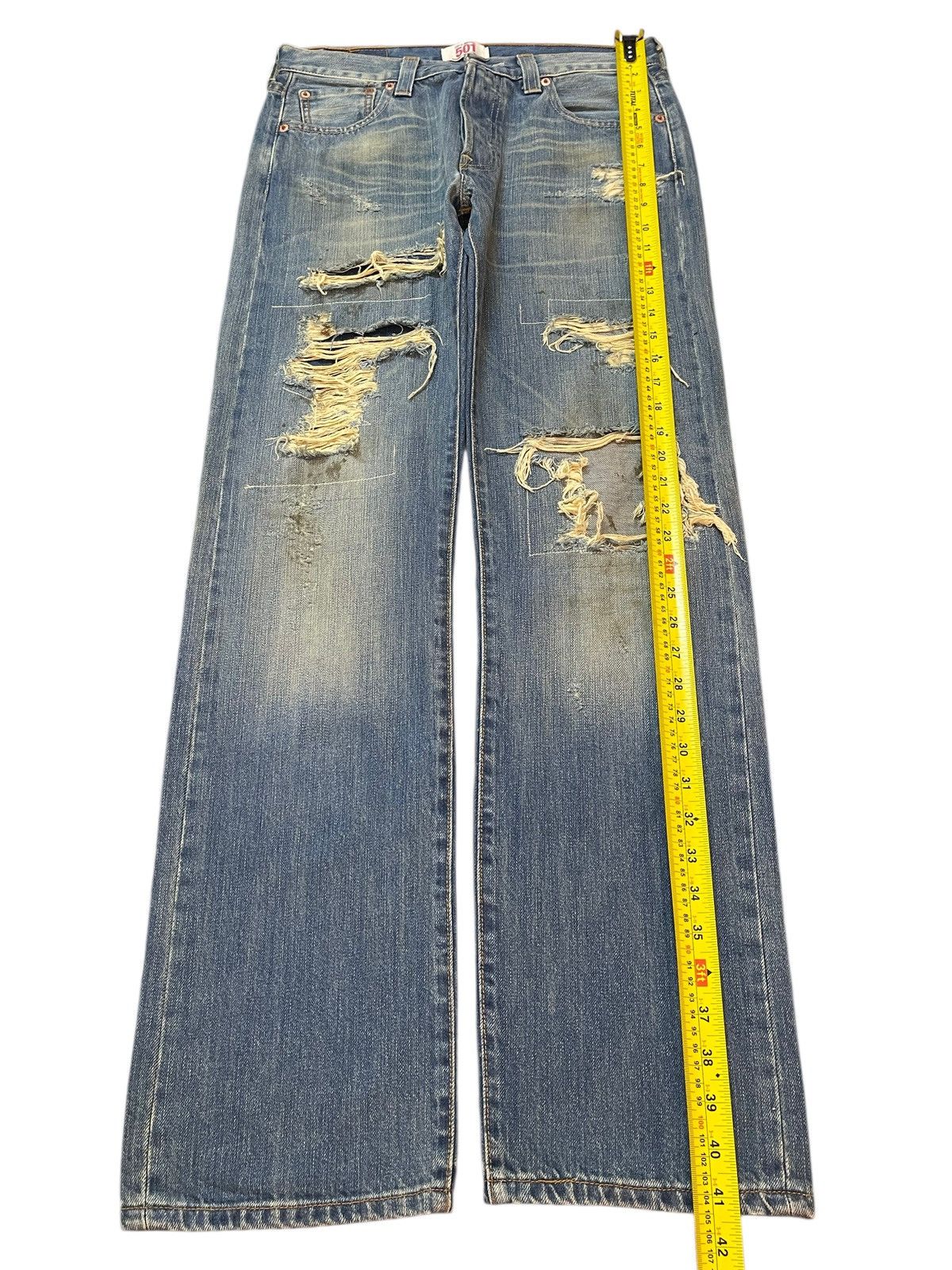 Levi's Vintage Levis 501 Mud Wash Distressed Destroyed Loose Jeans Size US 30 / EU 46 - 13 Thumbnail