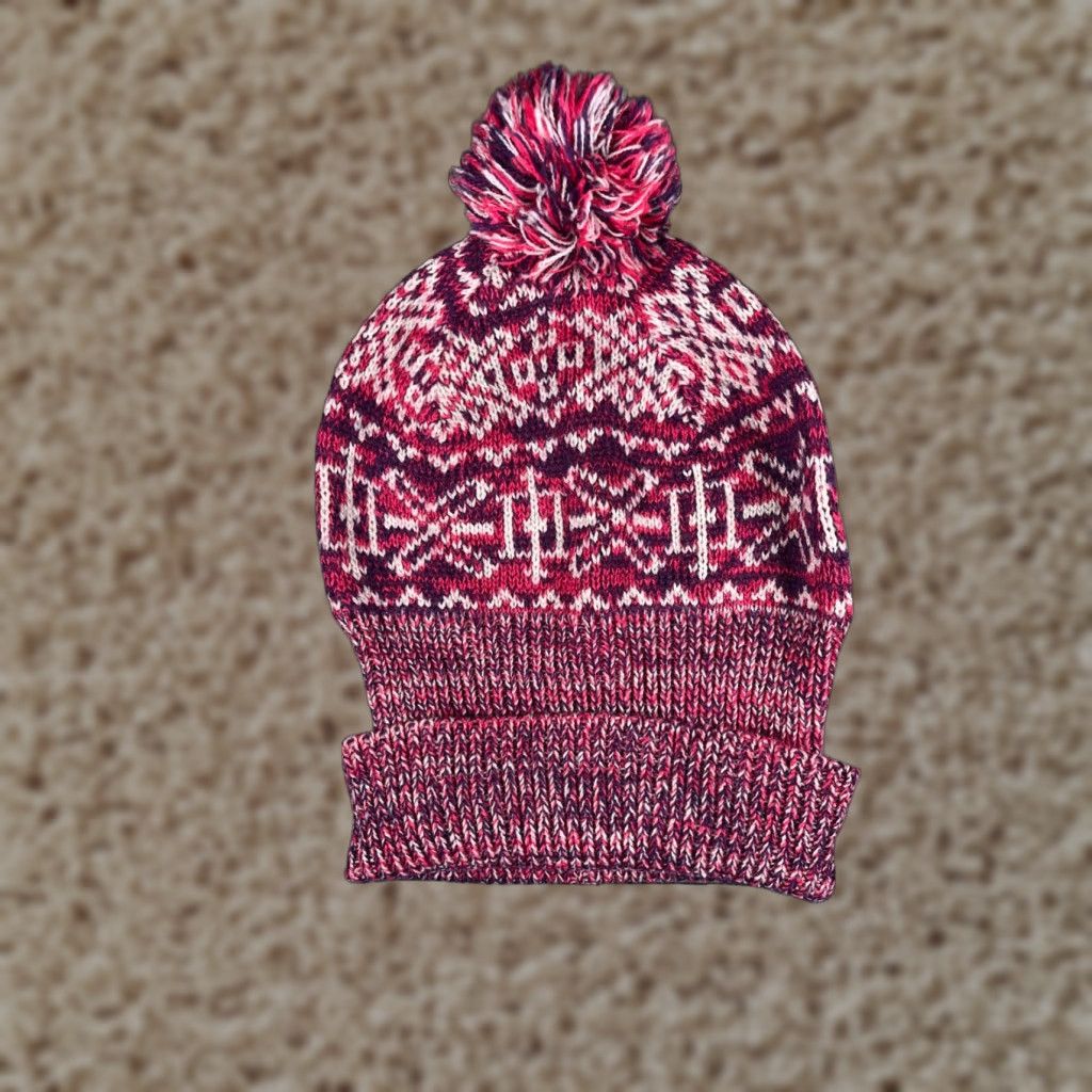 Vintage Mixit Beanie Toque Women One Size Pink Knit Acrylic Blend Geometric Ski Mens Size ONE SIZE - 1 Thumbnail