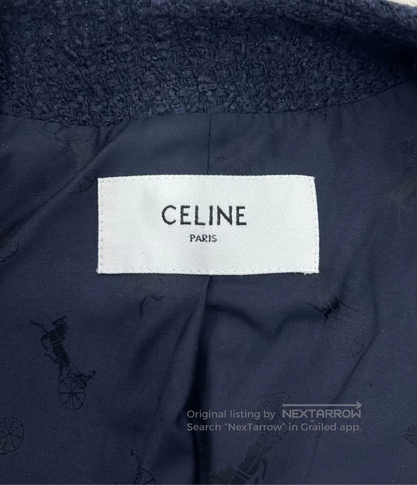 Celine CELINE Black Gray Gold Button Wool Tweed Jacket| Size XS / US 0-2 / IT 36-38 - 3 Thumbnail