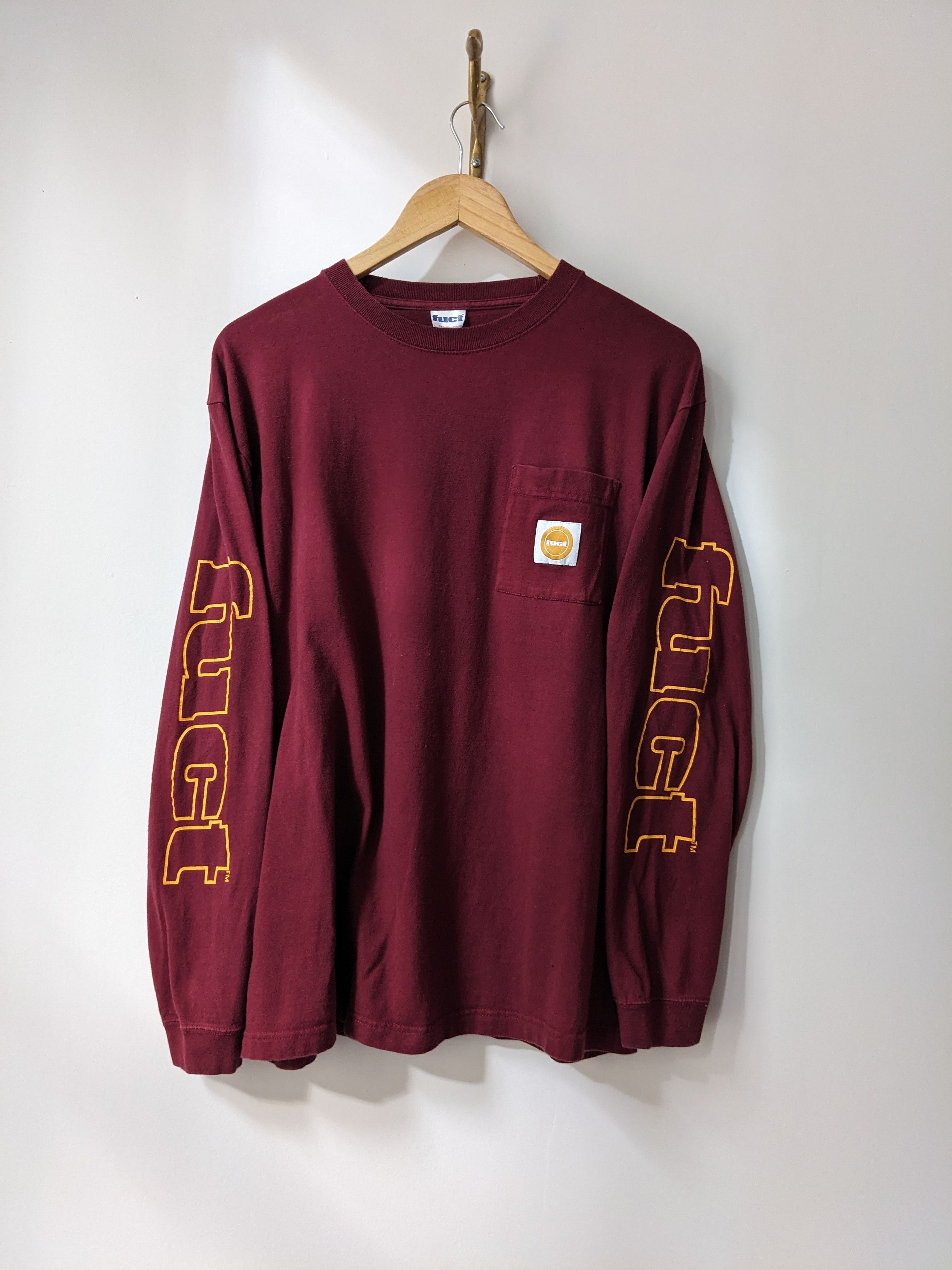 FUCT Fuct Long Sleeve Shirt Pocket Burgundy Red Pullovers Size US M / EU 48-50 / 2 - 1 Thumbnail