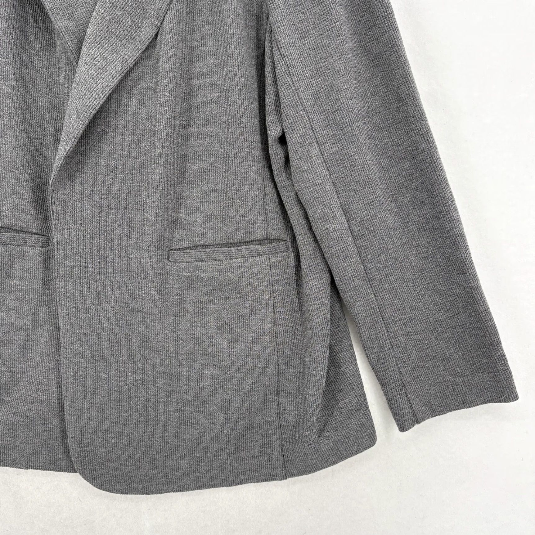 Vintage Skies Are Blue Blazer Jacket Womens 2X Gray Knit Open Front Pockets Plus-Size Curvy 2X Fall Spring Casual Business Women Long Sleeve Size XXL / US 16-18 / IT 52-54 - 3 Thumbnail