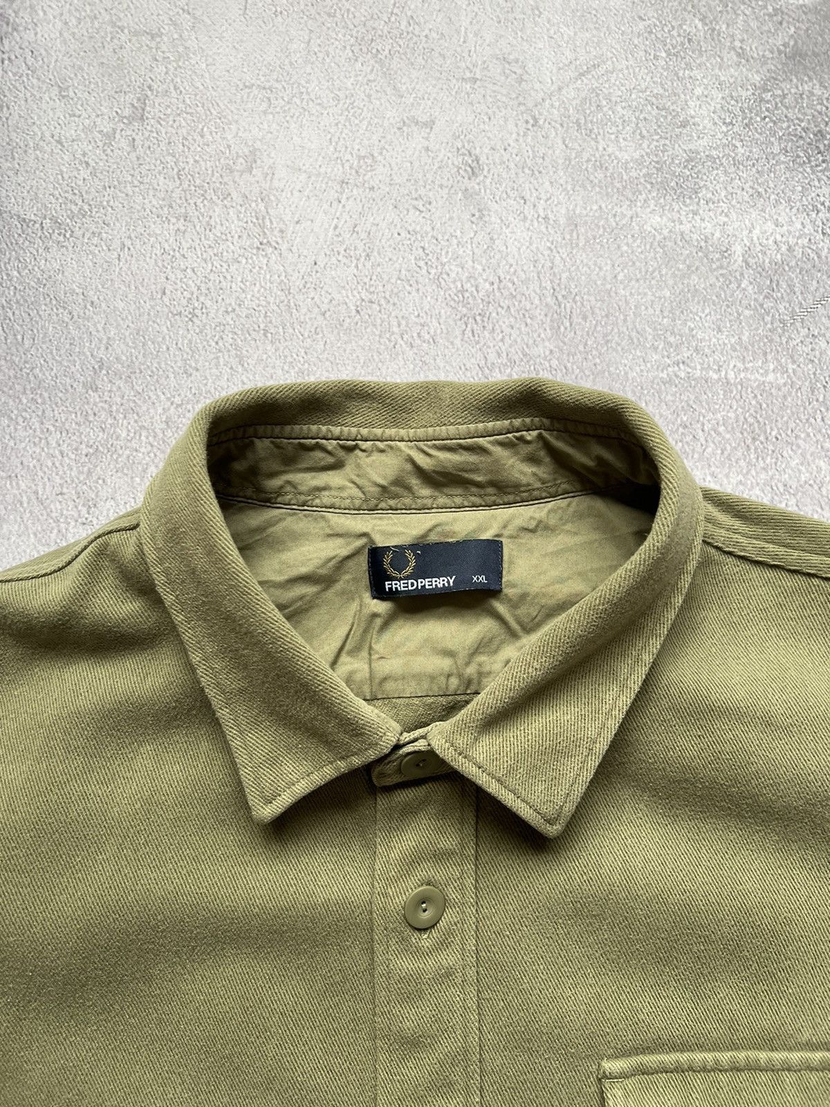 Fred Perry Fred Perry Twill Overshirt Warm Stone Khaki Mens XXL Size US XXL / EU 58 / 5 - 5 Thumbnail