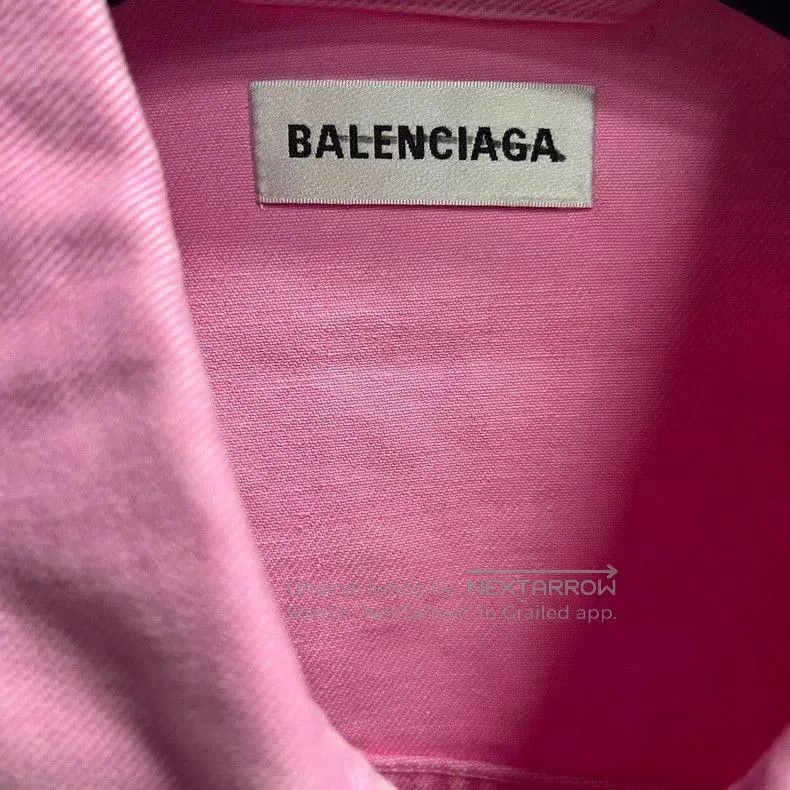 Balenciaga Balenciaga Pink Logo Print Denim Jacket. Size US XS / EU 42 / 0 - 3 Thumbnail
