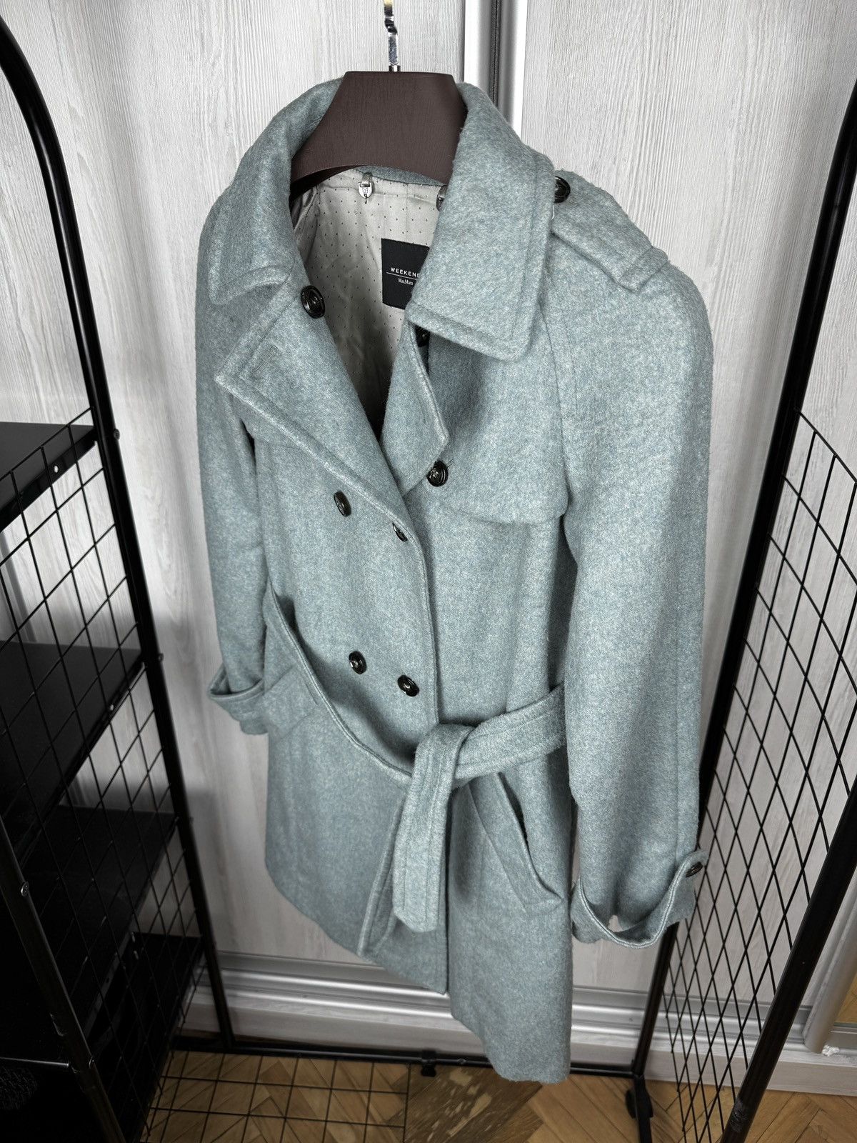 Weekend Max Mara MAX MARA Green Wool Belt Double Breasted Coat Jacket sz F38 Size M / US 6-8 / IT 42-44 - 5 Thumbnail