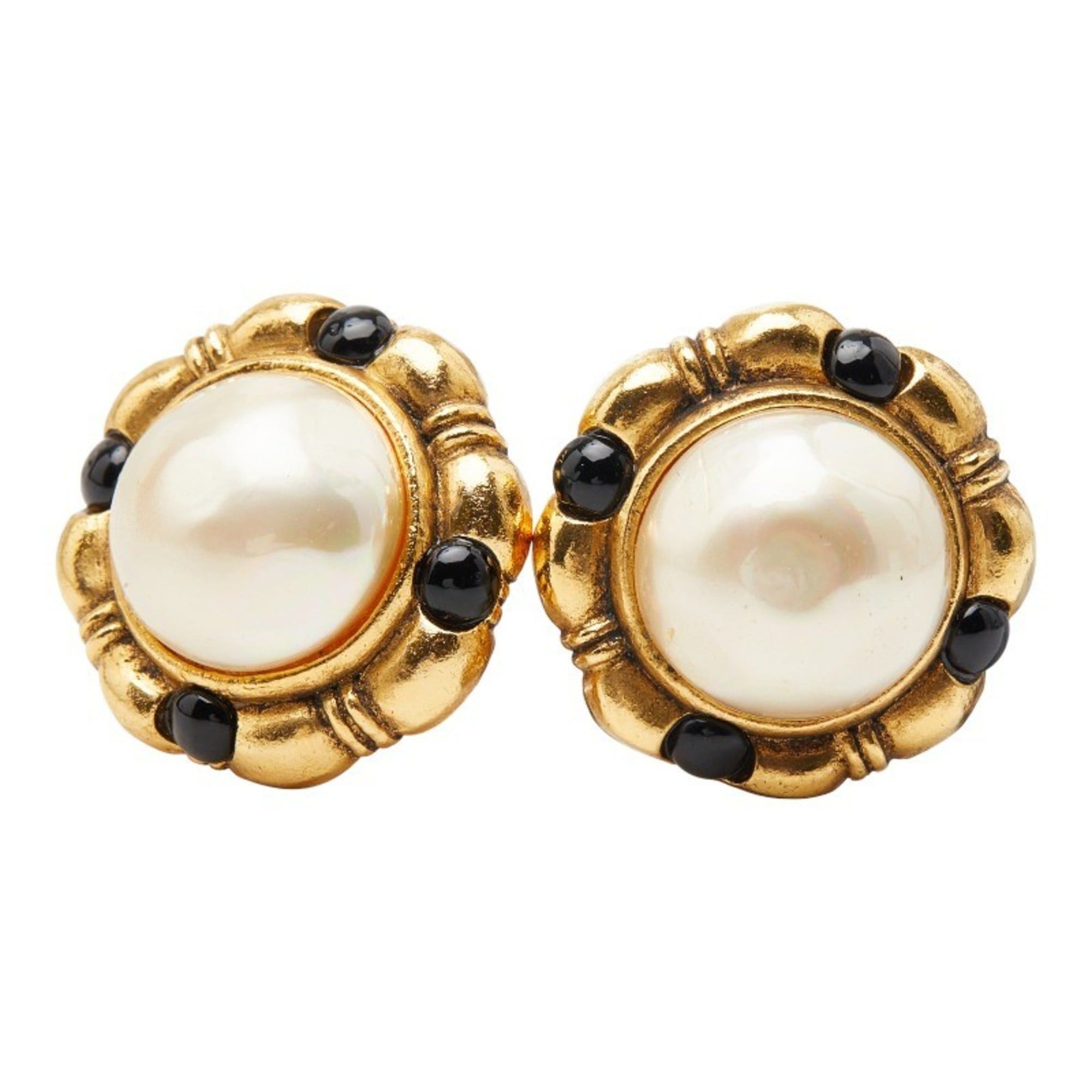 Chanel CHANEL Vintage Pearl Earrings, Gold Plated, Women's Size ONE SIZE - 1 Thumbnail