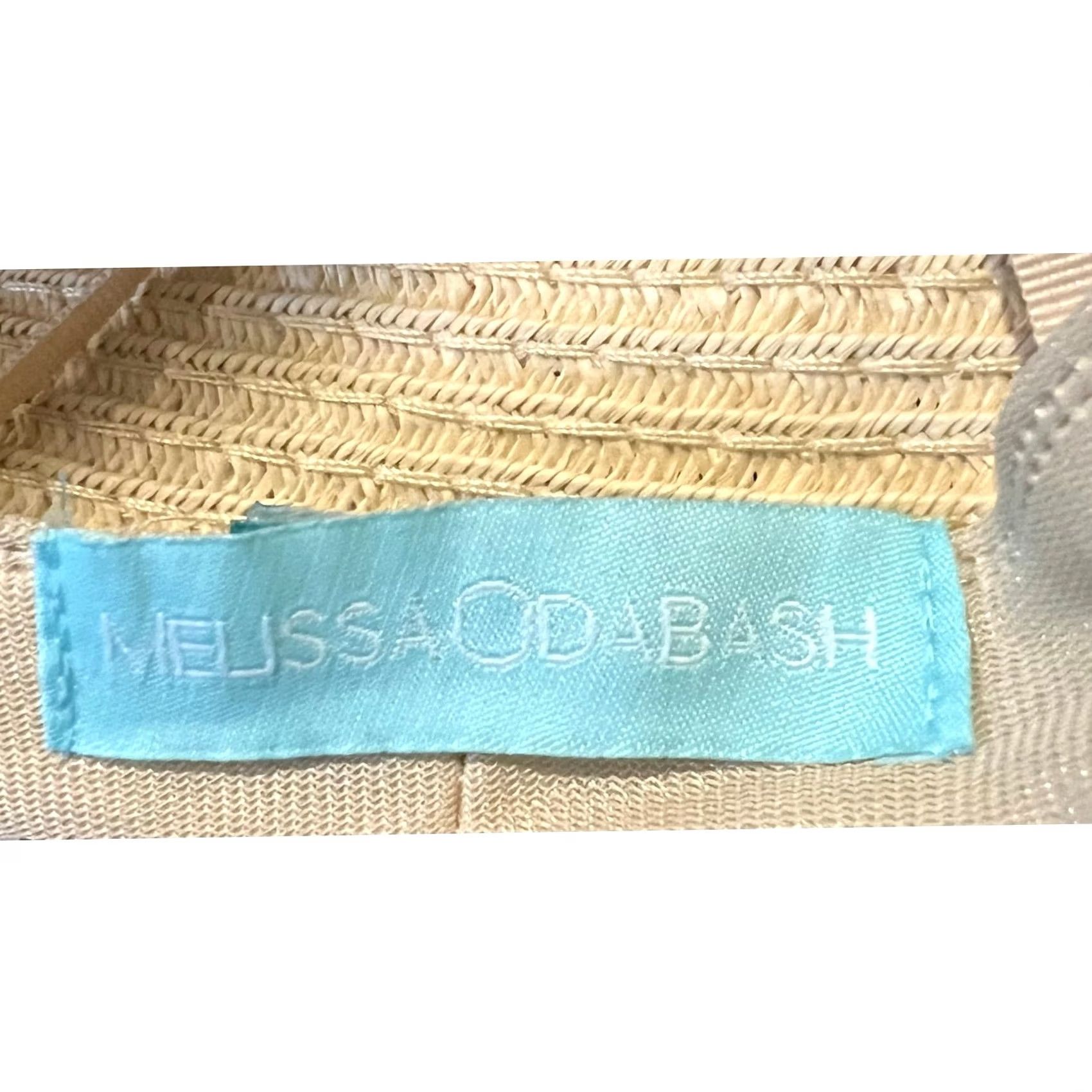 Vintage Melissa Odabash Straw Sun Hat Fedora Beige Brown Band w/ Buckle Womens One Size Adjustable Sun Hat Summer Beach Casual Travel Women Size ONE SIZE - 8 Thumbnail