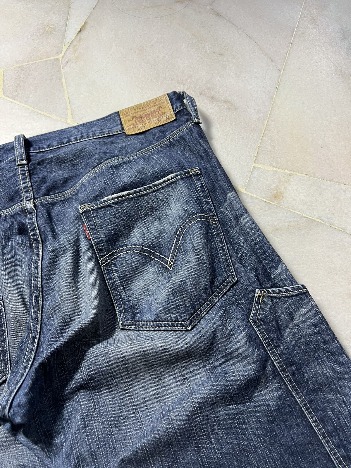 Levi's 💥Baggy💥Vintage Levis 203 Carpenter Washed Distressed Jeans Size US 35 - 11 Thumbnail