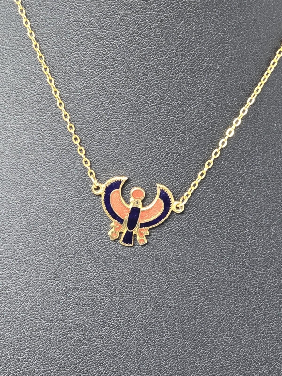 Faconnable MMA 1976 12k GF Horus Falcon Enamel Necklace King Tut Egypt Size ONE SIZE - 2 Thumbnail
