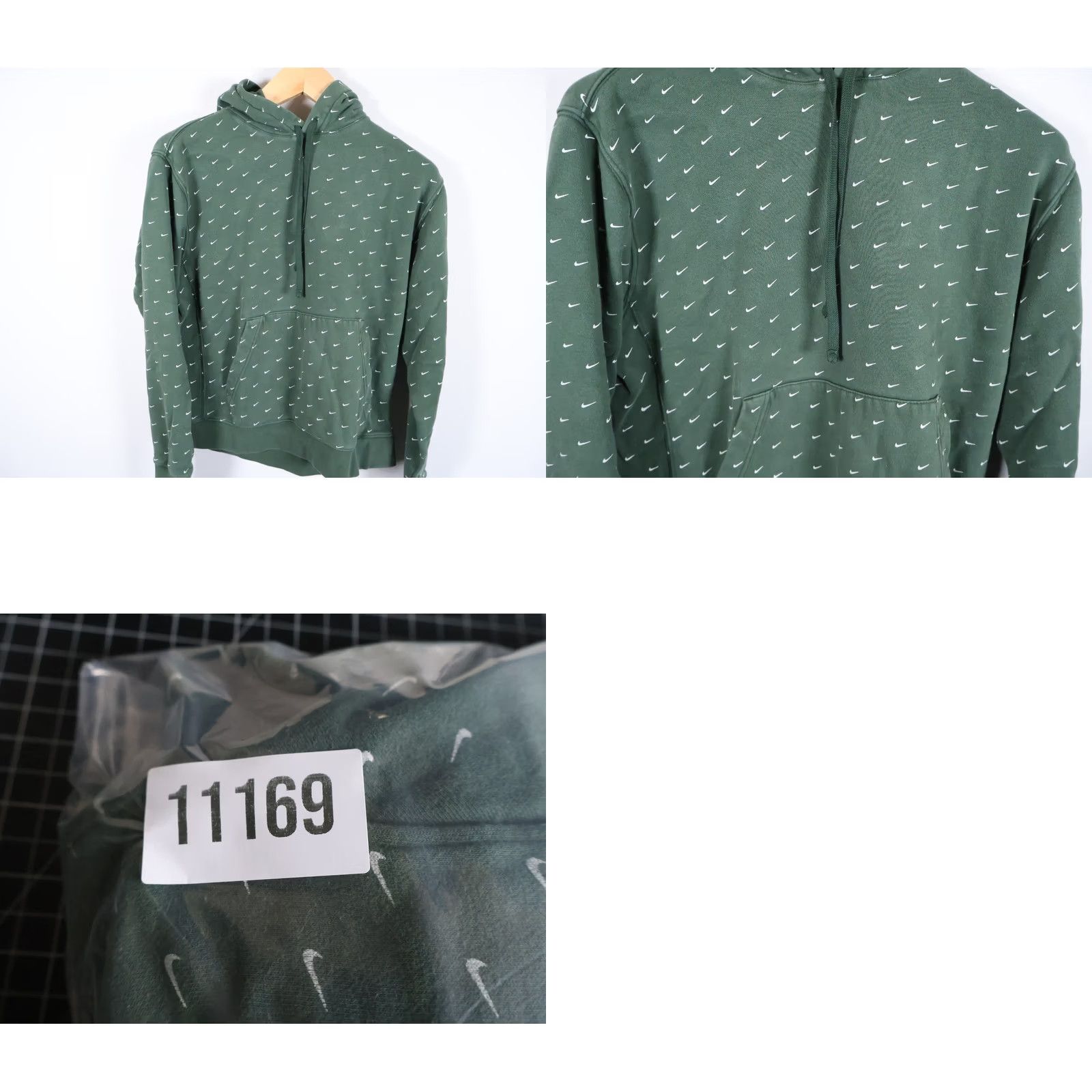 Nike Nike Swoosh Hoodie Men's Medium Green AOP Drawstring Pullover Sweatshirt Size US M / EU 48-50 / 2 - 9 Thumbnail