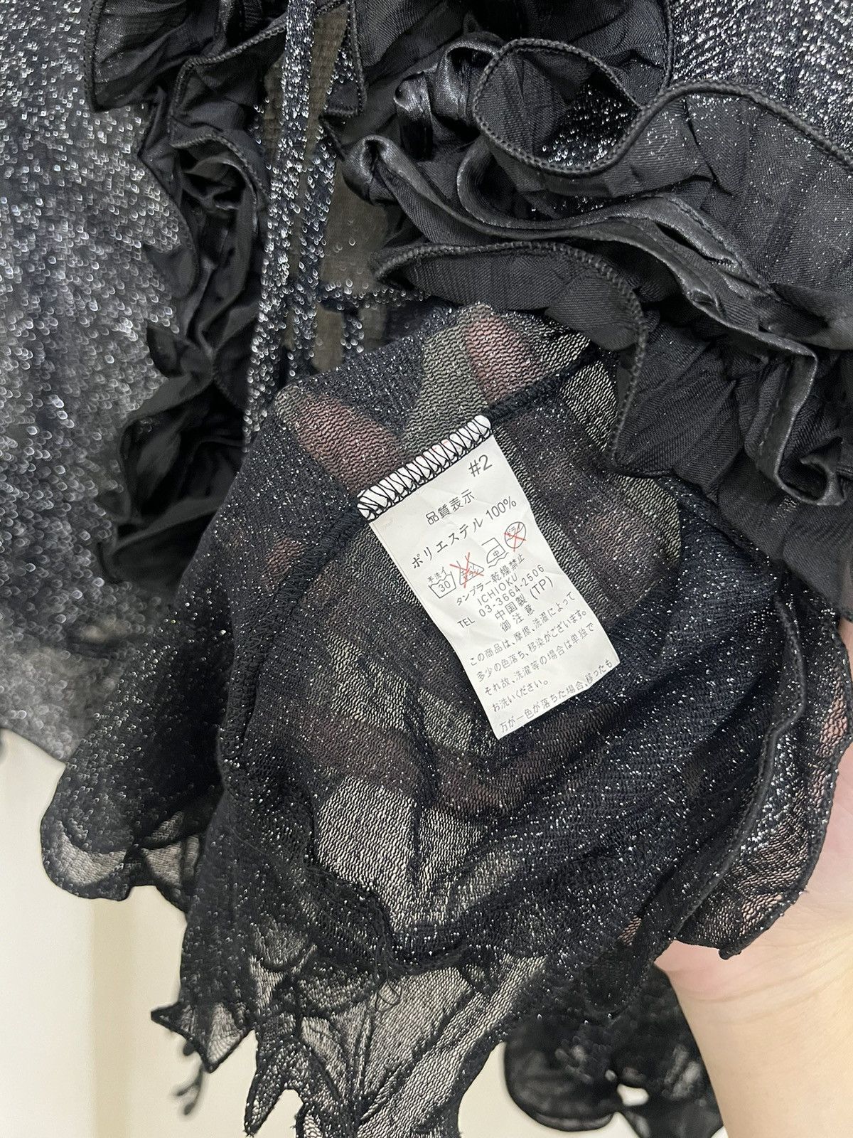 Japanese Brand Y2k Glitter rose ruffle blouse 🥀 Size ONE SIZE - 4 Thumbnail