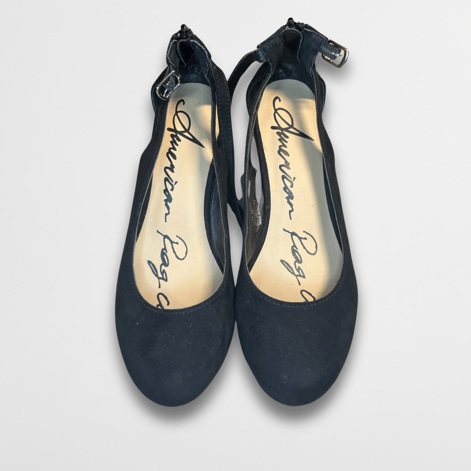 American Rag American Rag Black Suede Low Wedges With Zipper Back Closure Size US 8 / IT 38 - 2 Thumbnail