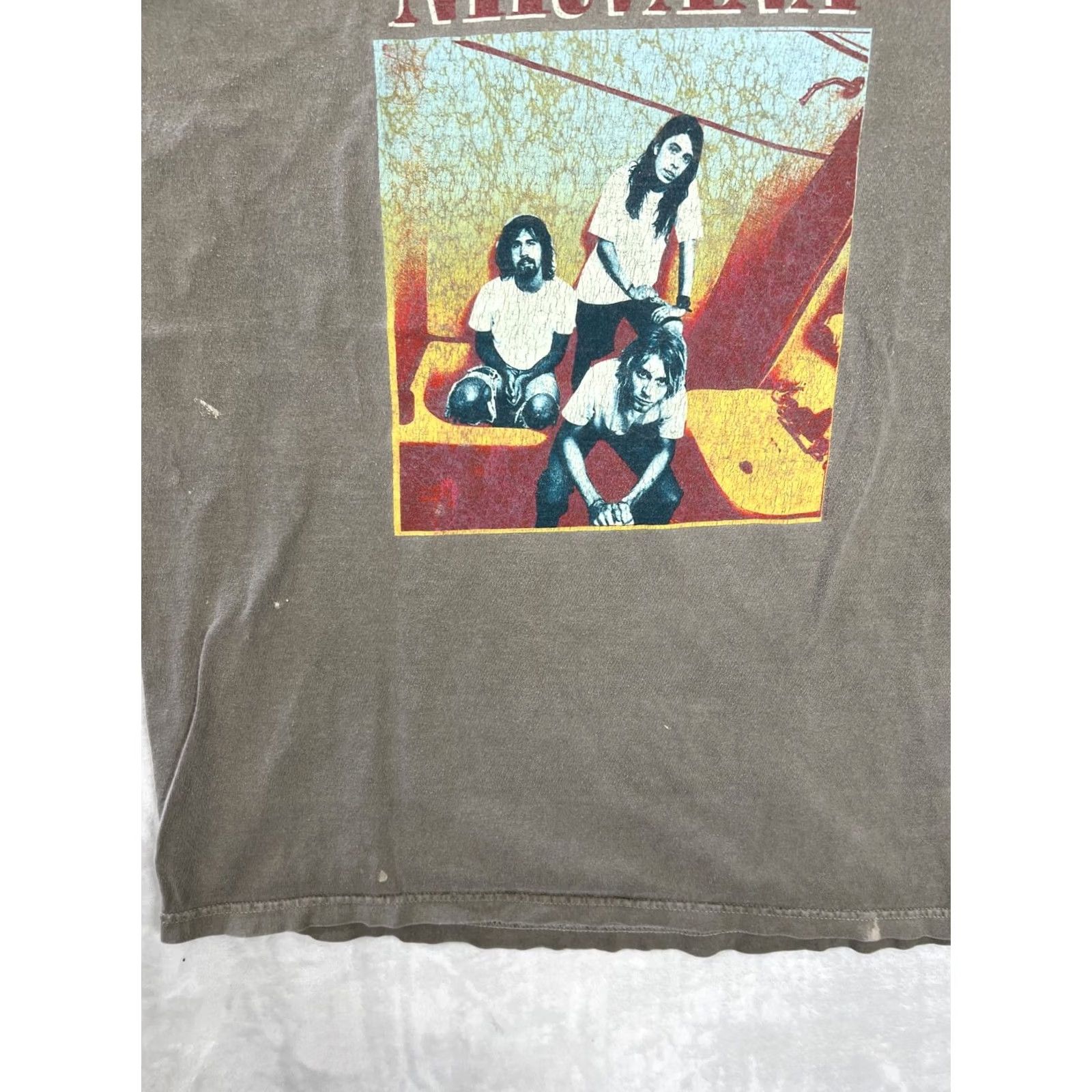 Etro Nirvana T-Shirt Logo Gray 90s Retro Rock Grunge Kurt Cobain Size L Mens Short Sleeve Vintage Look Stain Included Size US L / EU 52-54 / 3 - 3 Thumbnail