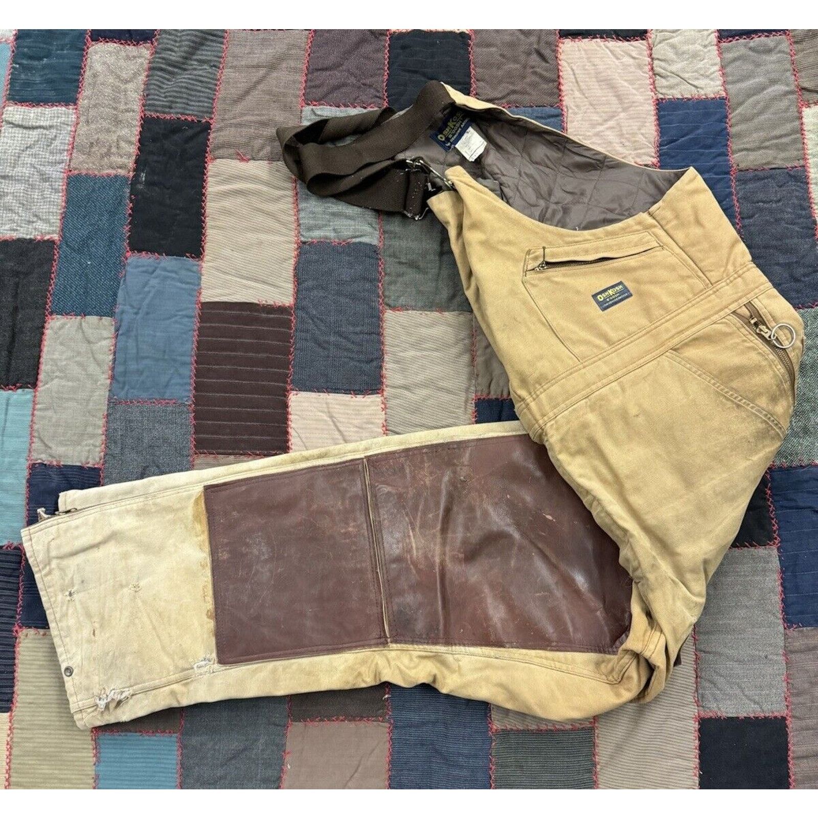 Oshkosh Vintage 60s Talon Oshkosh Bib Leather Double Knees W44 X L30 Size US 44 / EU 60 - 1 Thumbnail