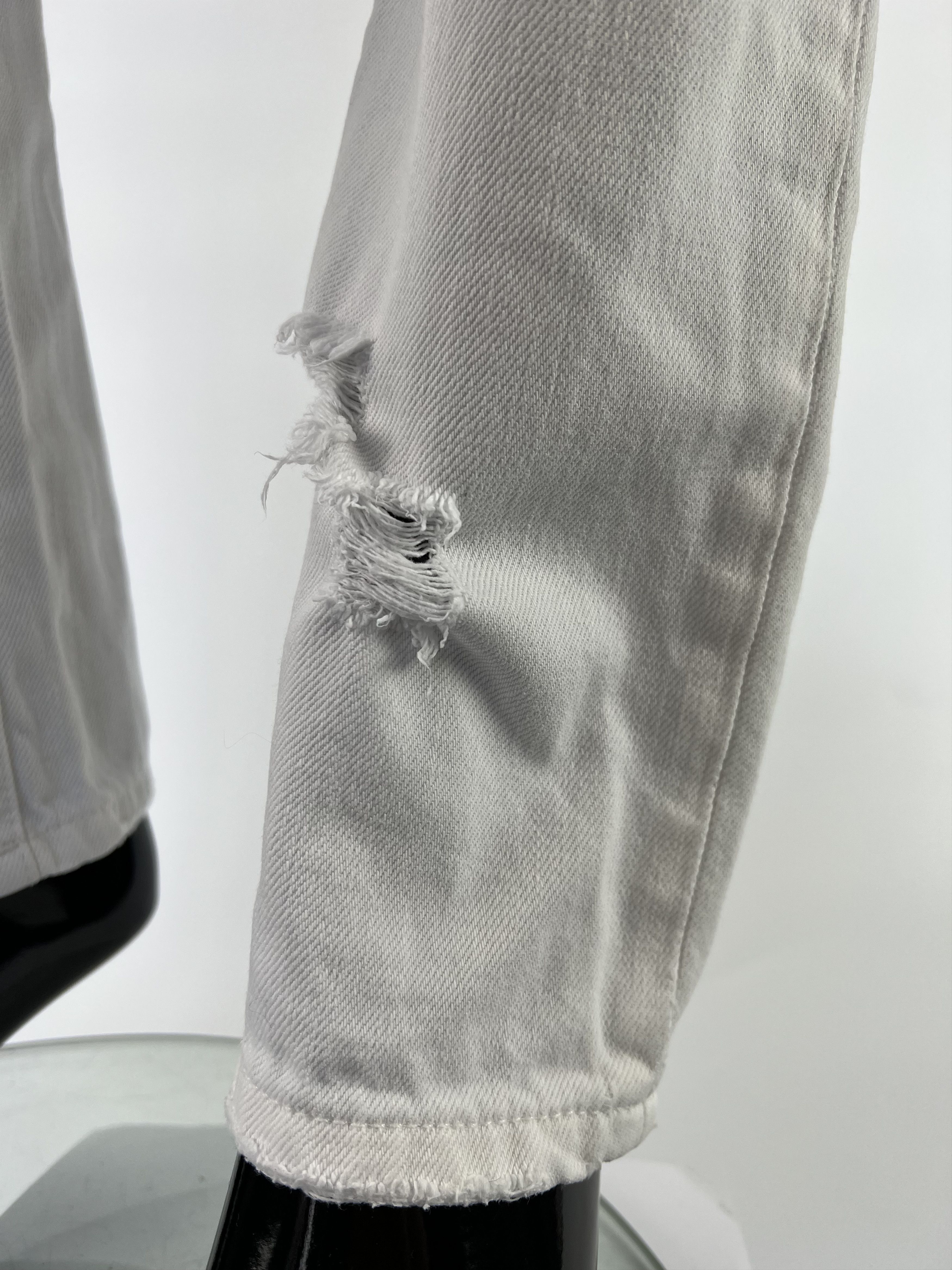 Saint Laurent Paris × Yves Saint Laurent Saint Laurent Women's White Distressed Jeans Size 29 Size 29" - 9 Thumbnail