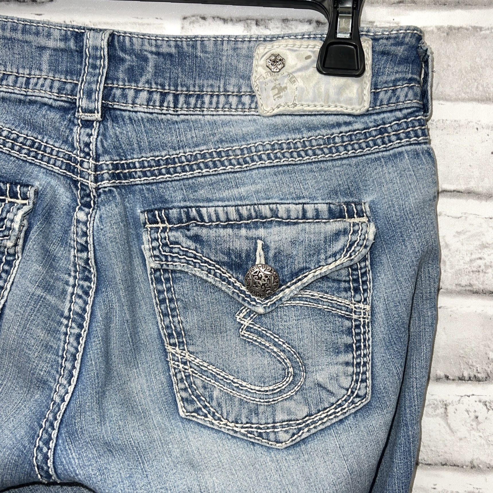 Vintage Silver Suki Surplus Capri Jeans Womens 29 Blue Men? Wait. Size 29" - 4 Thumbnail