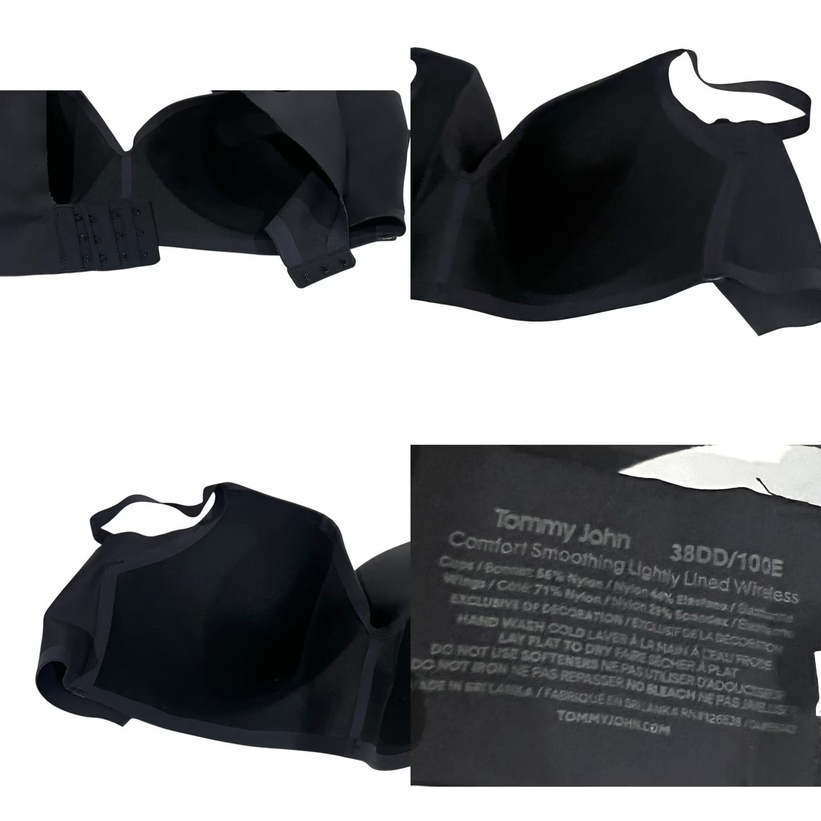 Vintage Tommy John Bra Black Comfort Smoothing Lightly Lined Wireless 38DD SS DD T-Shirt Bra Womens 38DD Size ONE SIZE - 8 Thumbnail
