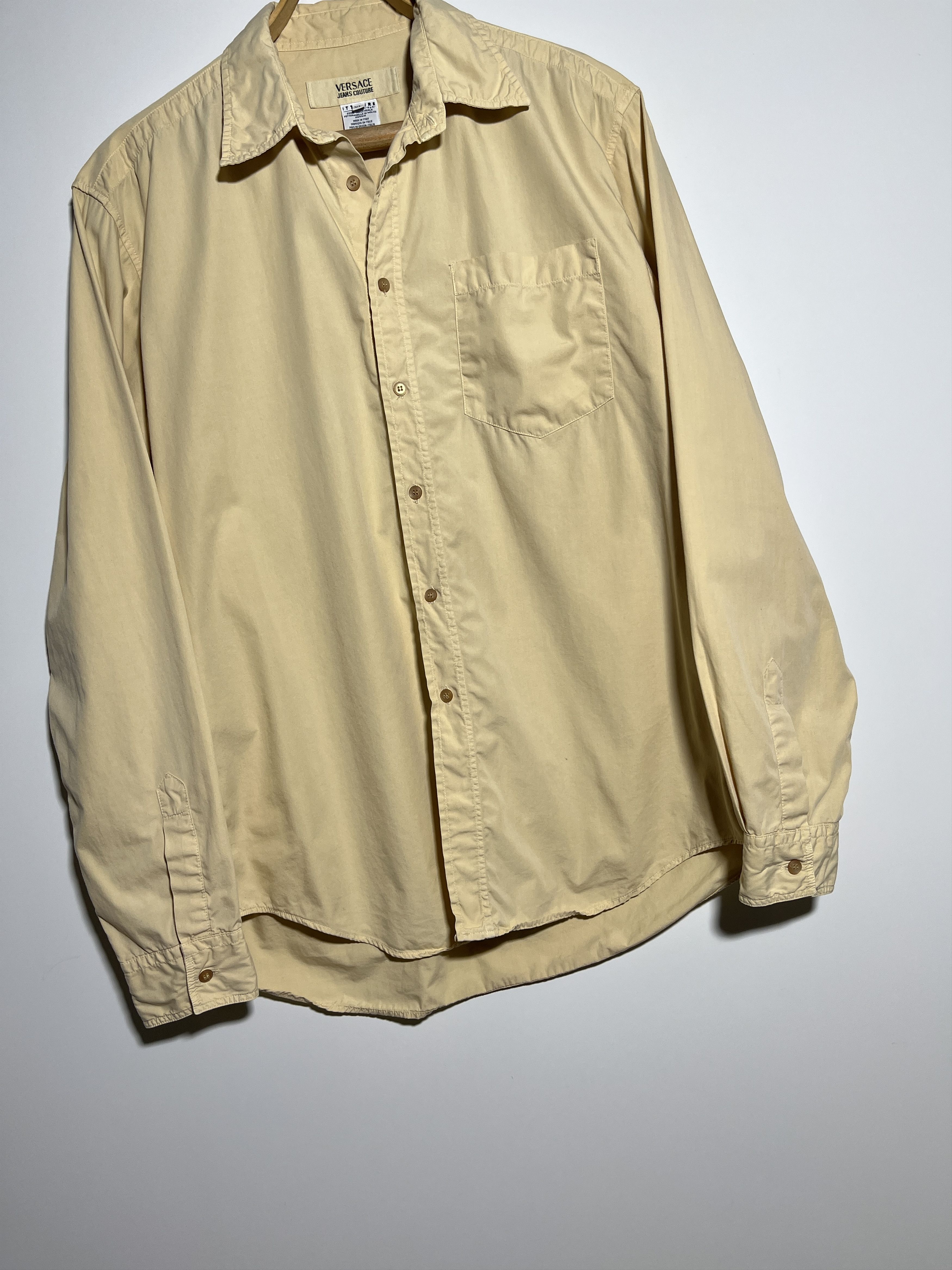 Versace Jeans Couture × Vintage Vintage 90s Versace Jeans Couture Beige Long Sleeve Shirt Size US XL / EU 56 / 4 - 4 Thumbnail