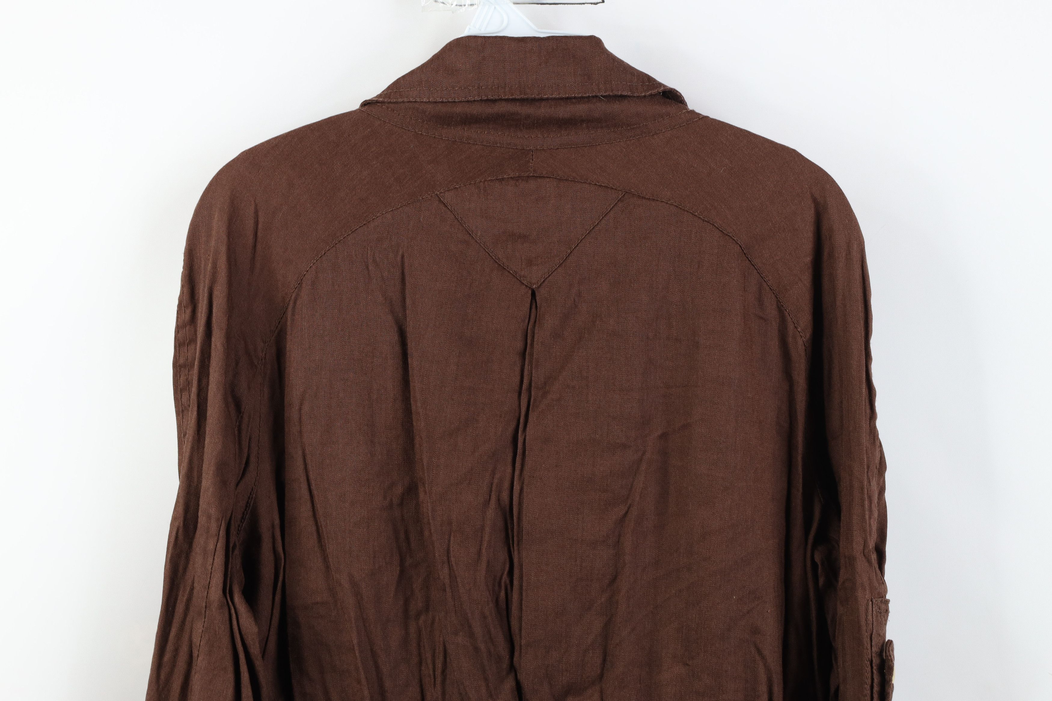 Vintage Vintage 90s Y2K Cache Flared Sleeve Linen Jacket Brown Size M / US 6-8 / IT 42-44 - 15 Thumbnail