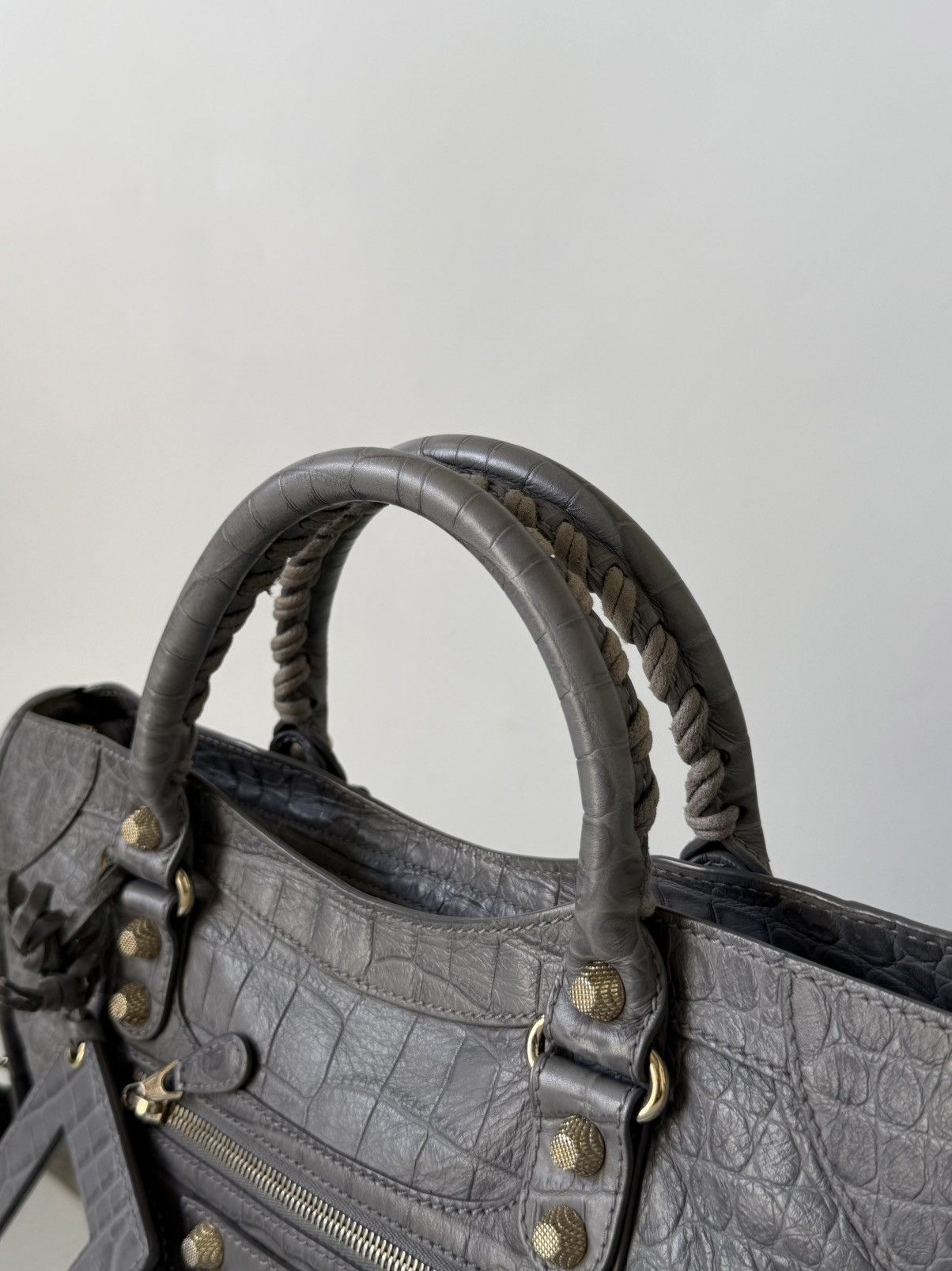 Balenciaga 2000’s Balenciaga Gray Crocodile Giant 12 Gold Hardware City Size ONE SIZE - 8 Thumbnail
