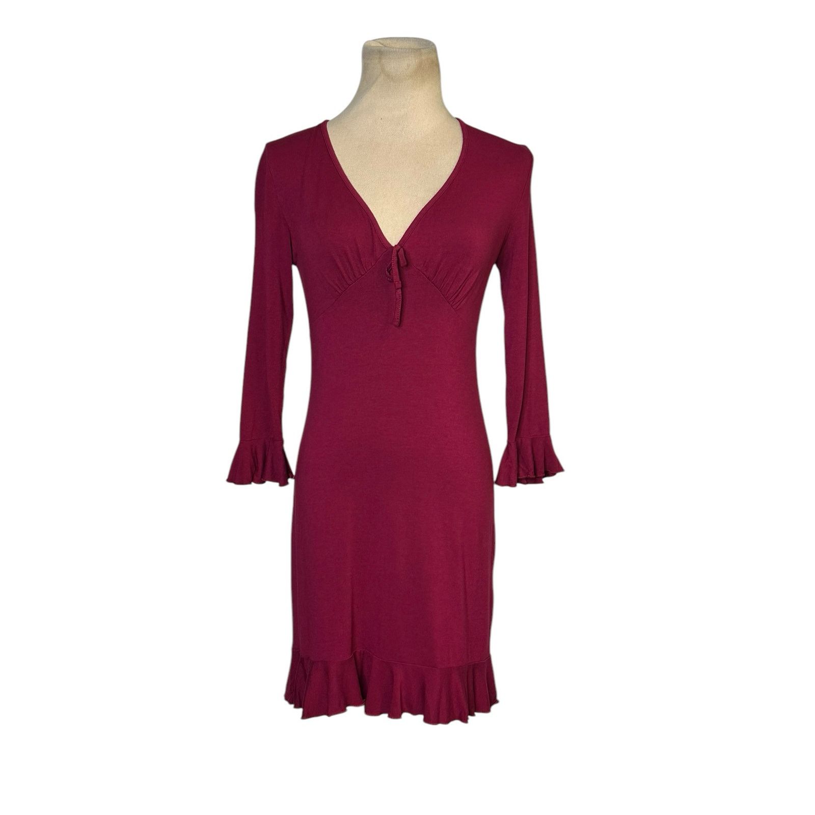 Urban Outfitters Urban Outfitters Grace Burgundy Ruffle Mini Dress size Small Size S / US 4 / IT 40 - 16 Thumbnail
