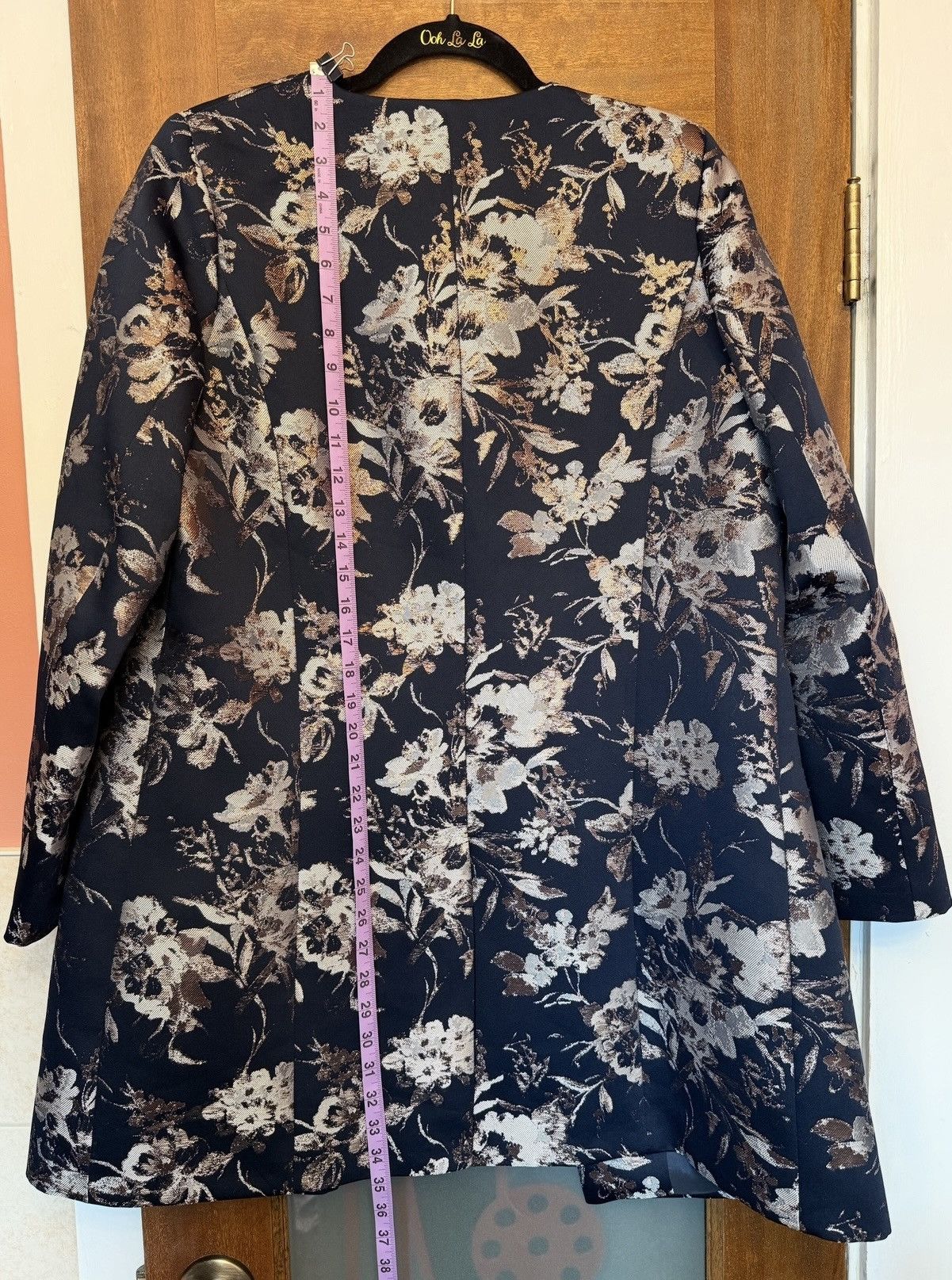 Other Helene Berman Navy Floral Gold Metallic Accent Open Jacket M Size M / US 6-8 / IT 42-44 - 8 Thumbnail