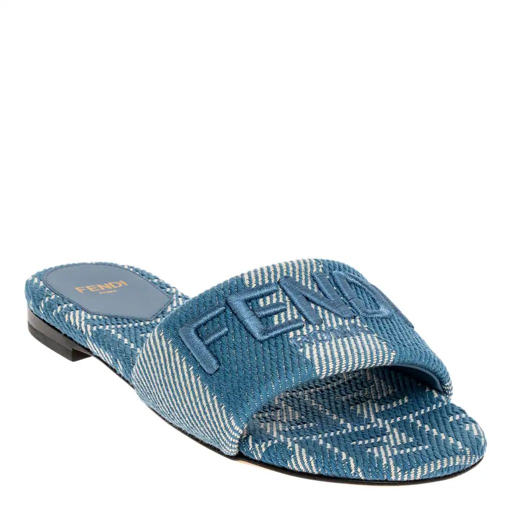 Fendi Fendi Sunshine Denim FF Logo Mule Slide Flat Sandal 37 Size US 7 / IT 37 - 6 Thumbnail