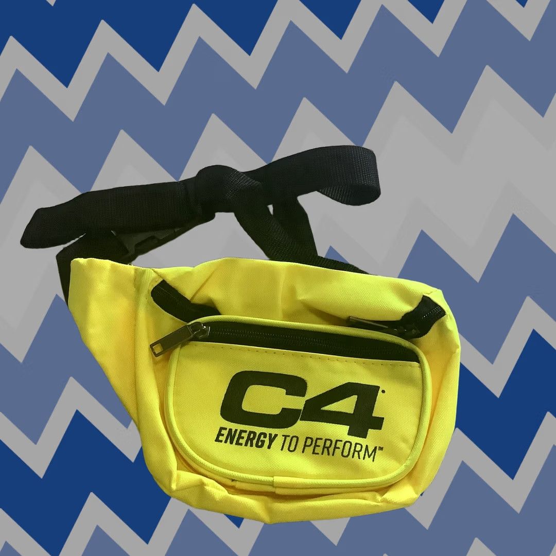 Vintage C4 ENERGY BUMBAG Yellow Crossbody Unisex Adults Polyester NYT Nonsmoking Size ONE SIZE - 1 Thumbnail