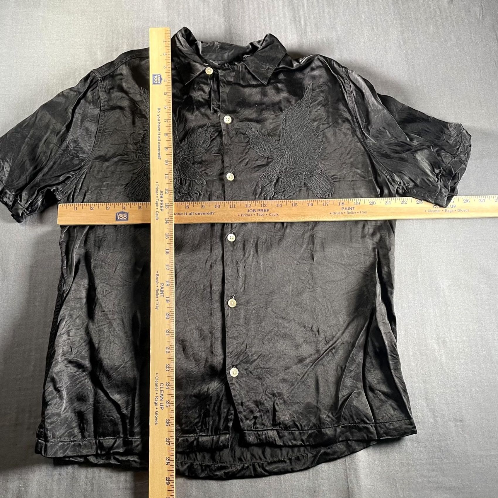 Allsaints VINTAGE AllSaints Shirt Mens Medium Black Aquila SS Relaxed Fit Eagle Embroidered Size US M / EU 48-50 / 2 - 7 Thumbnail