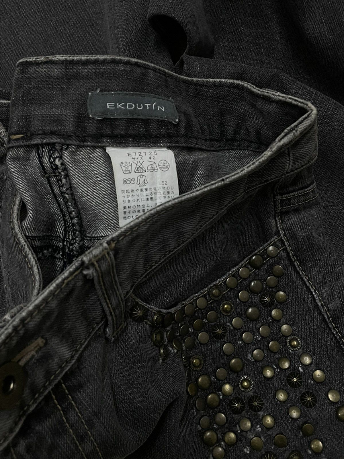 Japanese Brand 90S PUNK-ROCK INFLUENCES EKDUTIN STUDDED FLARED JAPAN DENIM Size US 28 / EU 44 - 15 Thumbnail