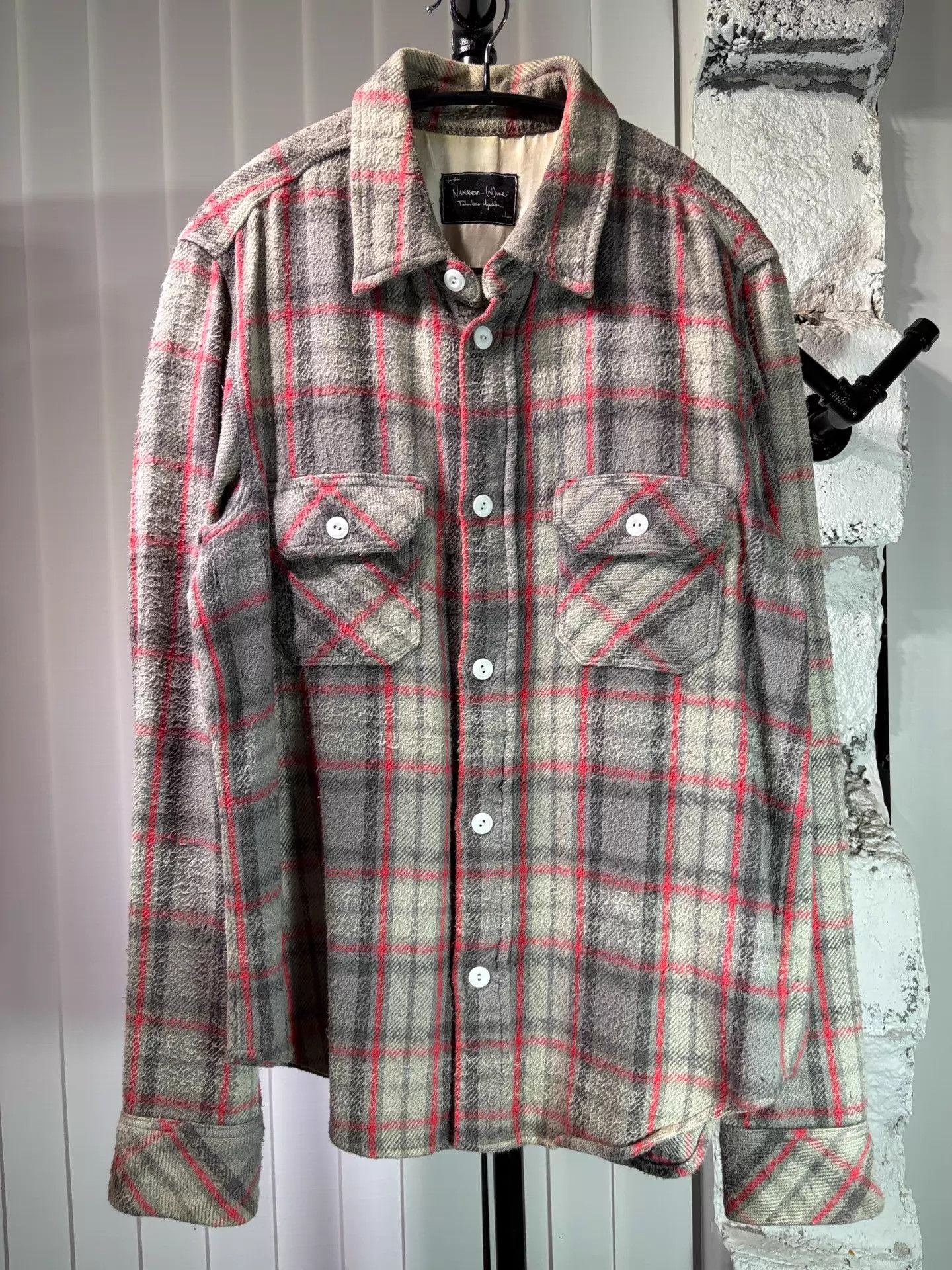 Number (N)ine Number (n)ine 05aw THE HIGH STEET Distressed Pilled Shirt Size US L / EU 52-54 / 3 - 1 Thumbnail