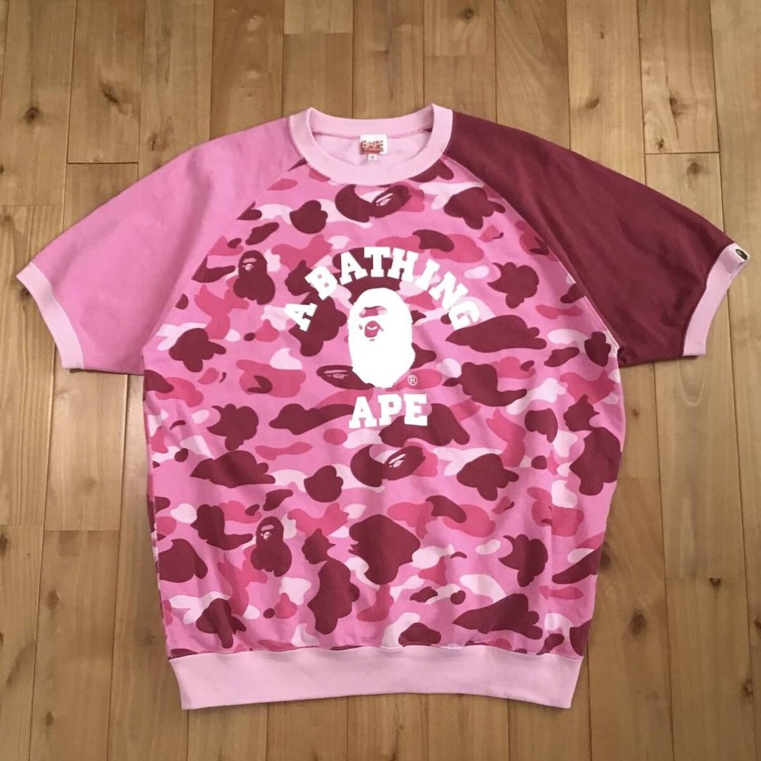 Bape 🔥Vintage🔥 BAPE Pink Camo College Logo Sweat shirt APE NIGO Size US L / EU 52-54 / 3 - 1 Thumbnail