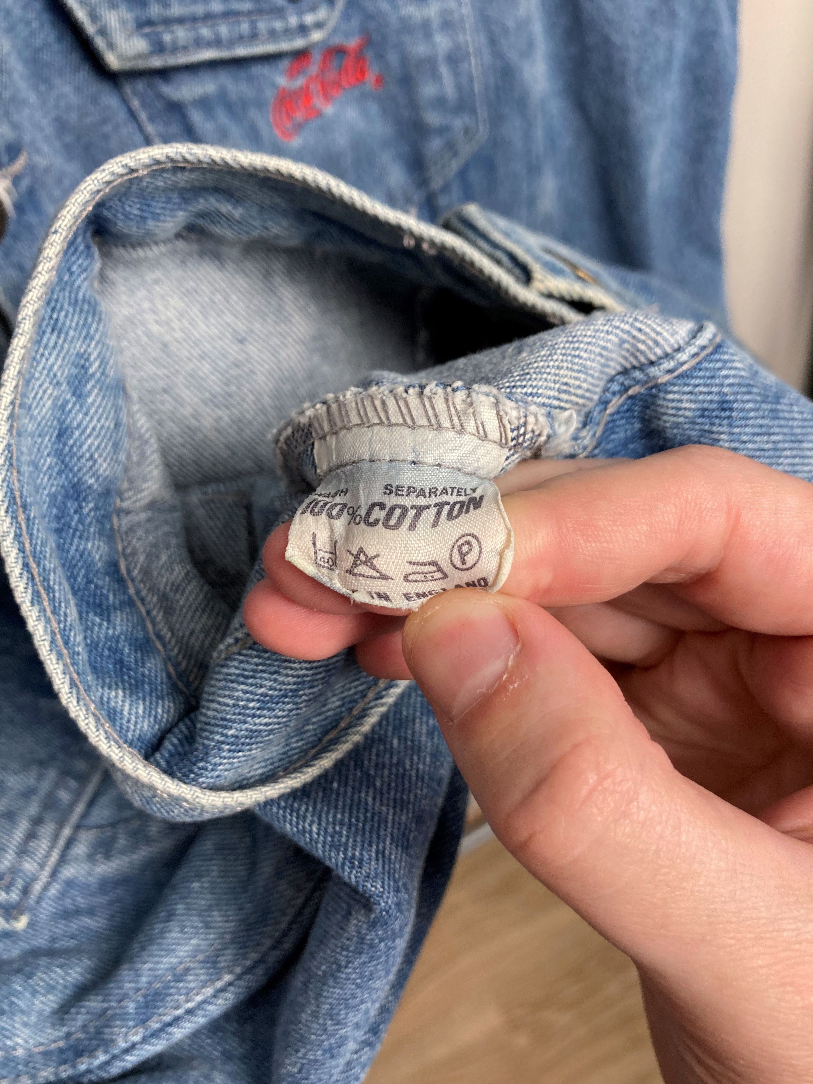 Coca Cola GRAIL Coca Cola 90s Big Leather Logo On Back Denim Jacket Size US XL / EU 56 / 4 - 14 Thumbnail