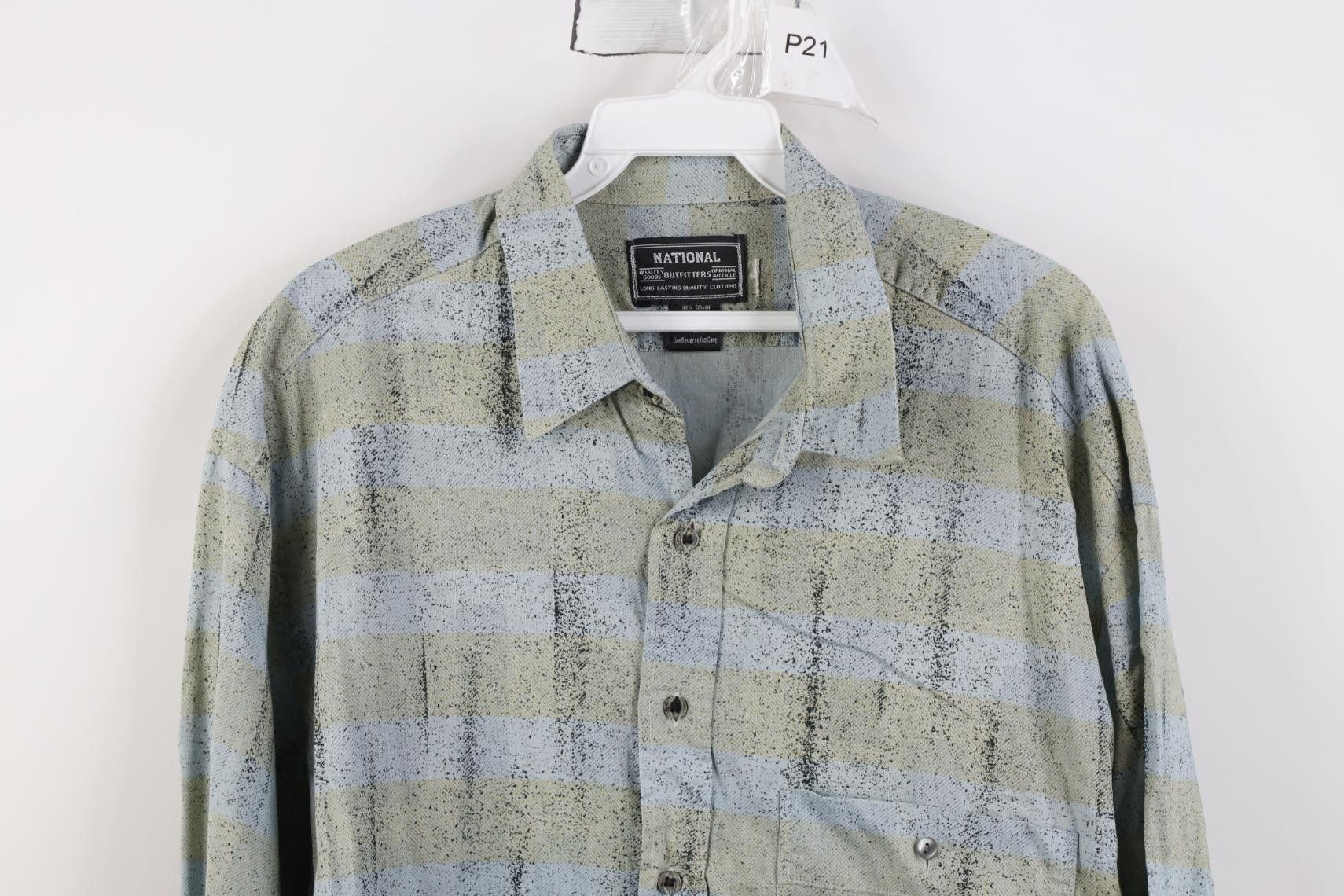 Vintage Vintage 90s Streetwear Fleck Striped Collared Button Shirt Size US L / EU 52-54 / 3 - 2 Thumbnail
