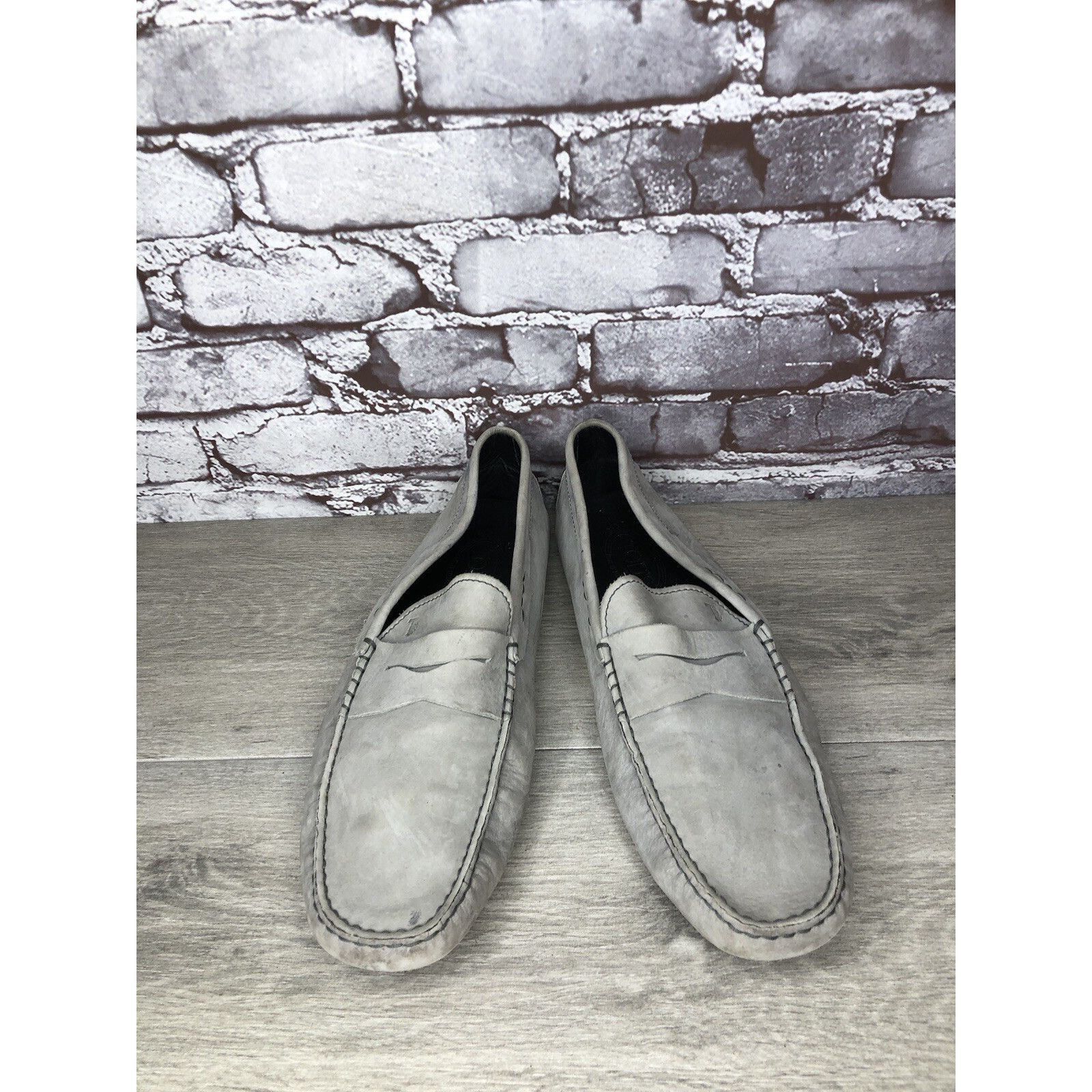 Tod's Tods Gray Suede Leather Penny Gommino Driving Loafers Shoes Size US 10.5 / EU 43-44 - 6 Thumbnail