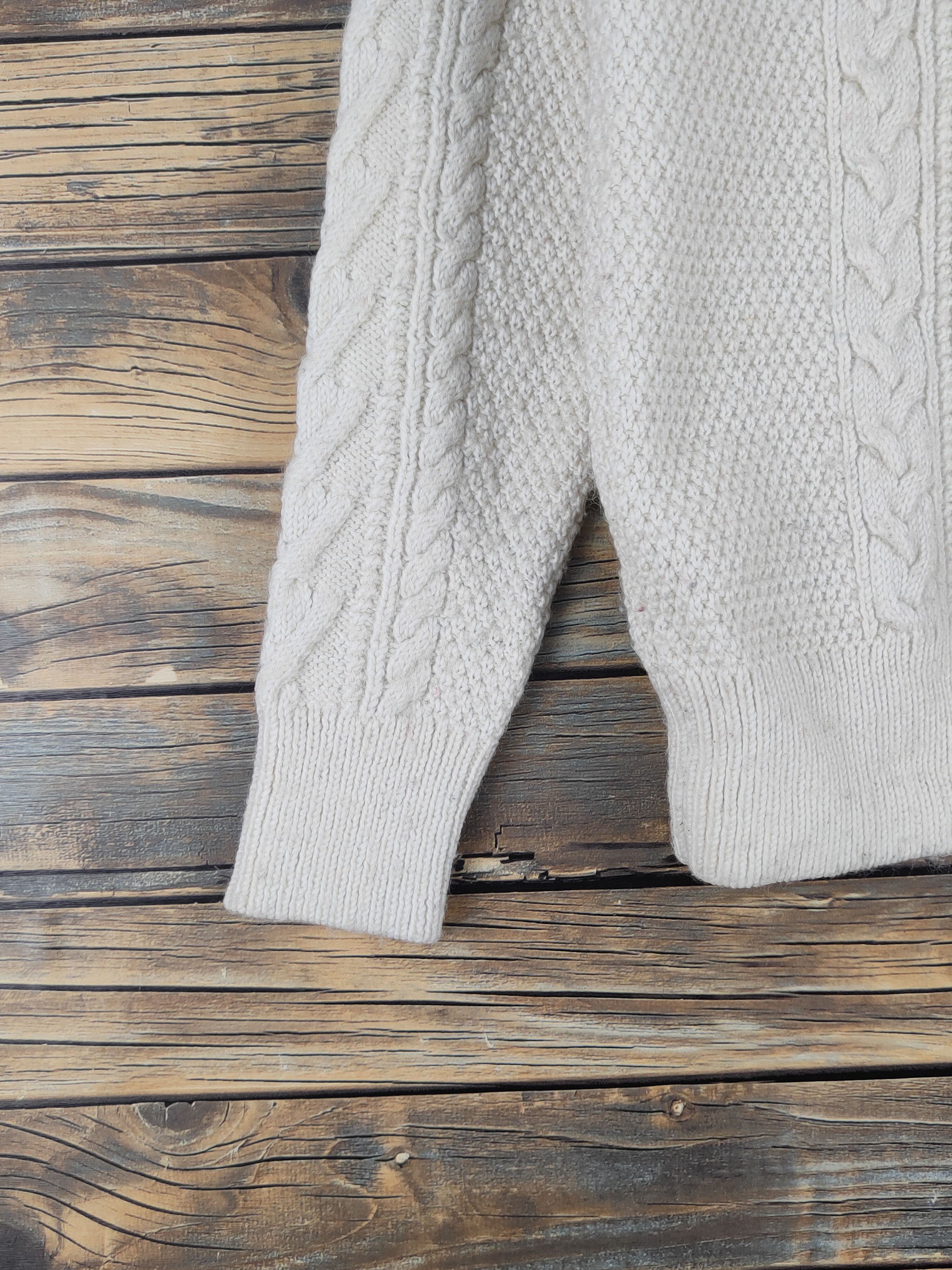 Aran Isles Knitwear × Global Work × Japanese Brand Global Work Cream Knitwear Sweatshirts #W1239 Size S / US 4 / IT 40 - 4 Thumbnail